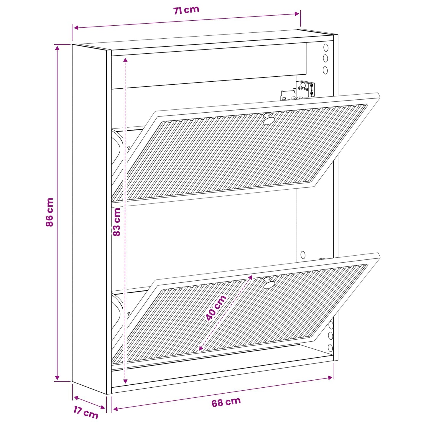 Wall-Mounted Shoe Cabinet EDE 71 x 17 x 86 cm Engineered Wood