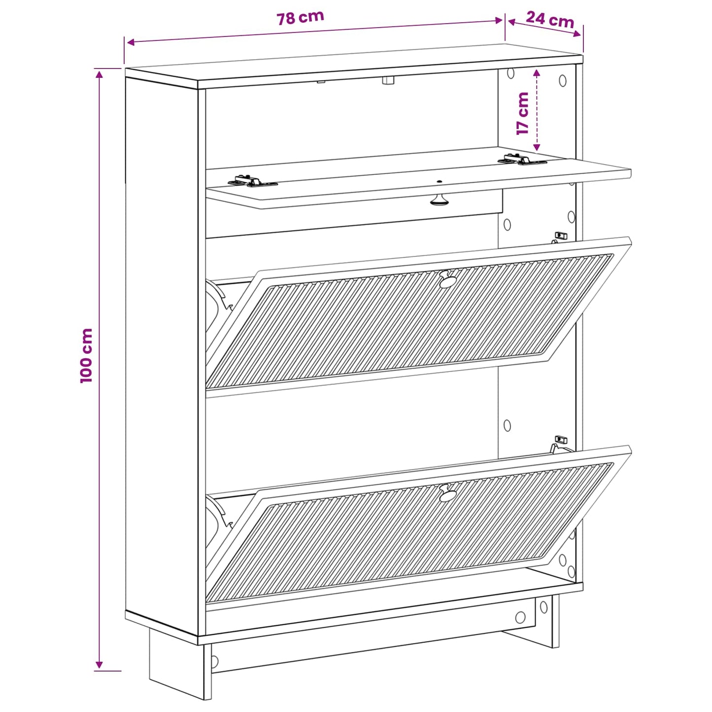 Shoe Cabinet EDE 78 x 24 x 103 cm Engineered Wood Concrete Grey