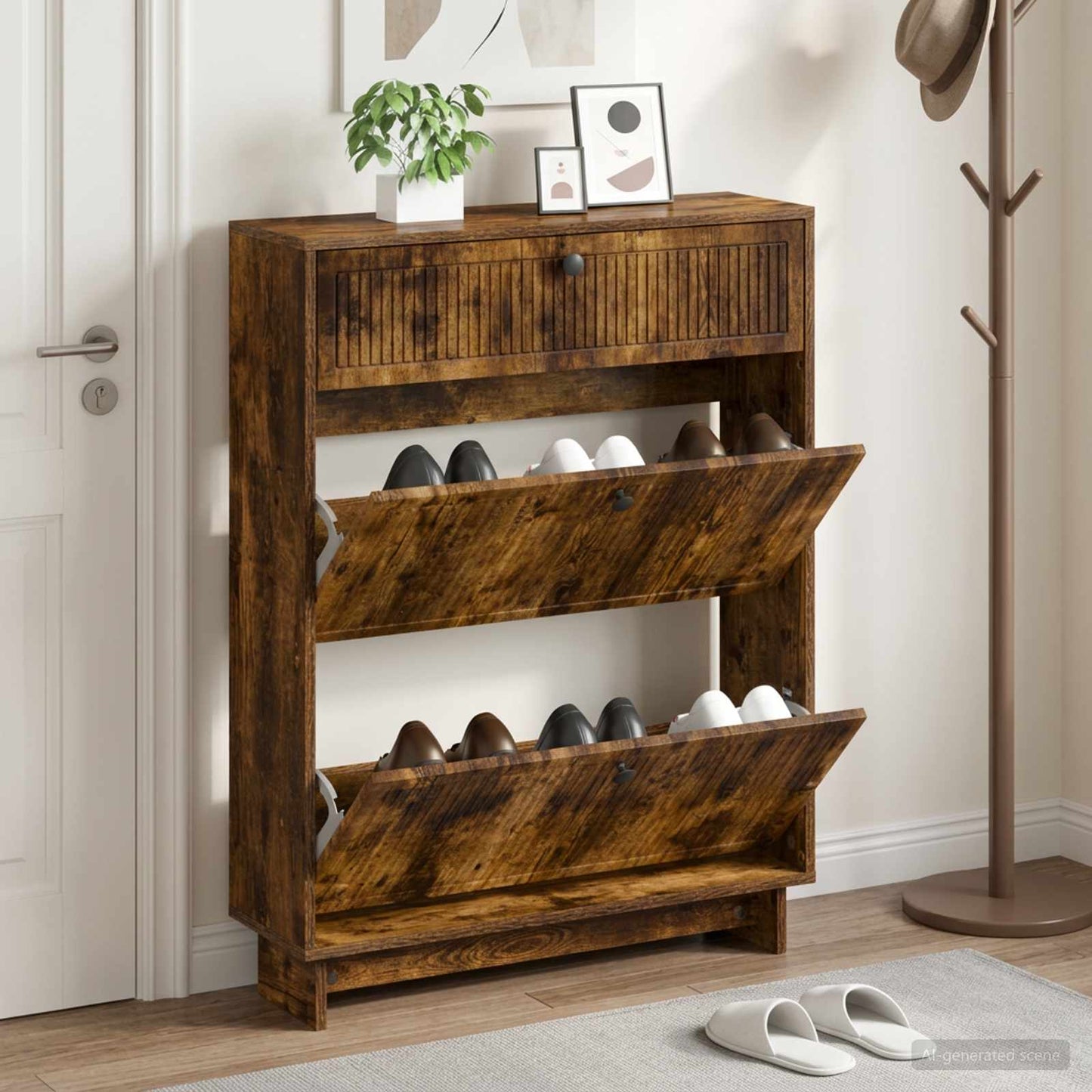 Shoe Cabinet EDE 78 x 24 x 103 cm Engineered Wood Smoked Oak