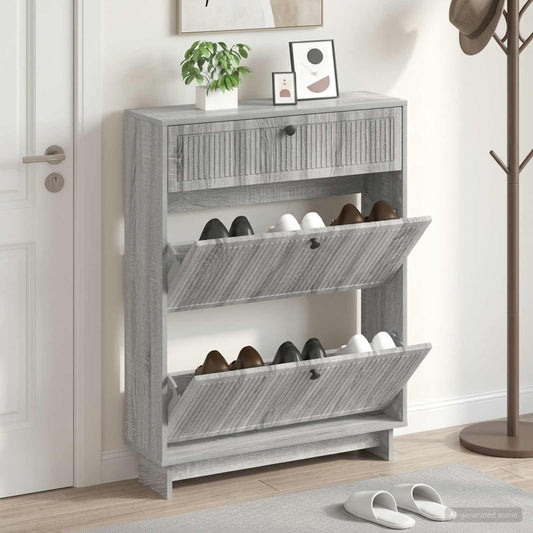 Shoe Cabinet EDE 78 x 24 x 103 cm Engineered Wood Grey Sonoma