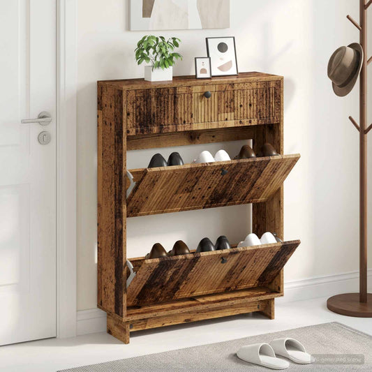 Shoe Cabinet EDE 78 x 24 x 103 cm Engineered Wood Old Wood