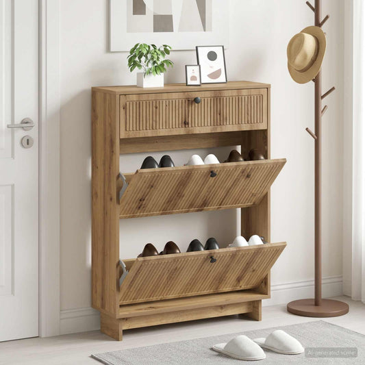 Shoe Cabinet EDE 78 x 24 x 103 cm Engineered Wood Artisan Oak