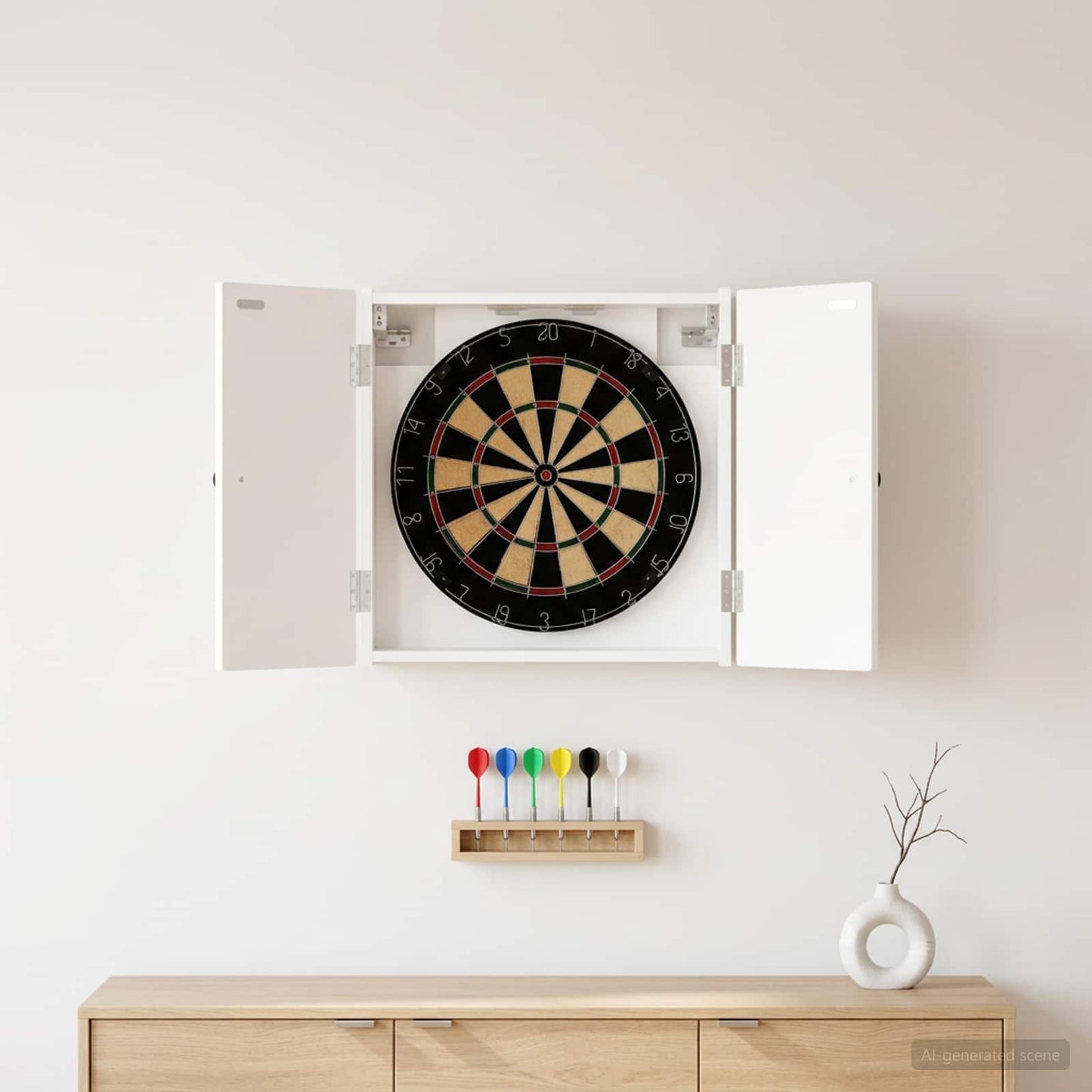 Dartboard Cabinet BREDA White 52.5 x 10.5 x 53.5 cm