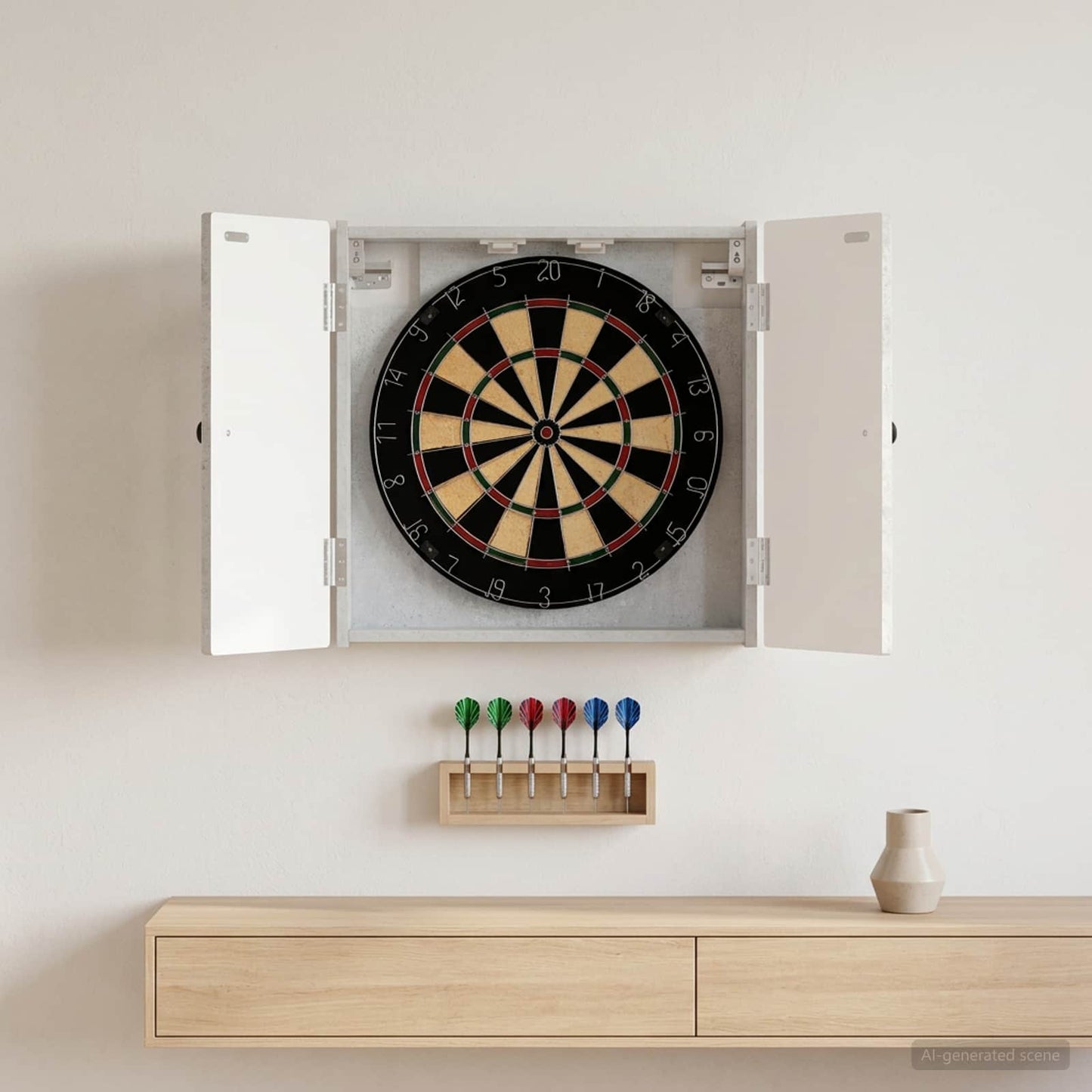 Dartboard Cabinet EDE Concrete Grey 52.5 x 10.5 x 53.5 cm