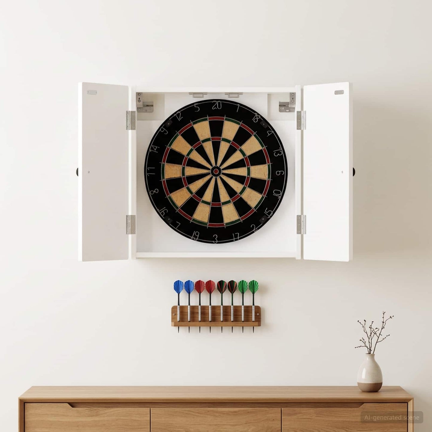 Dartboard Cabinet BREDA High Gloss White 52.5 x 10.5 x 53.5 cm