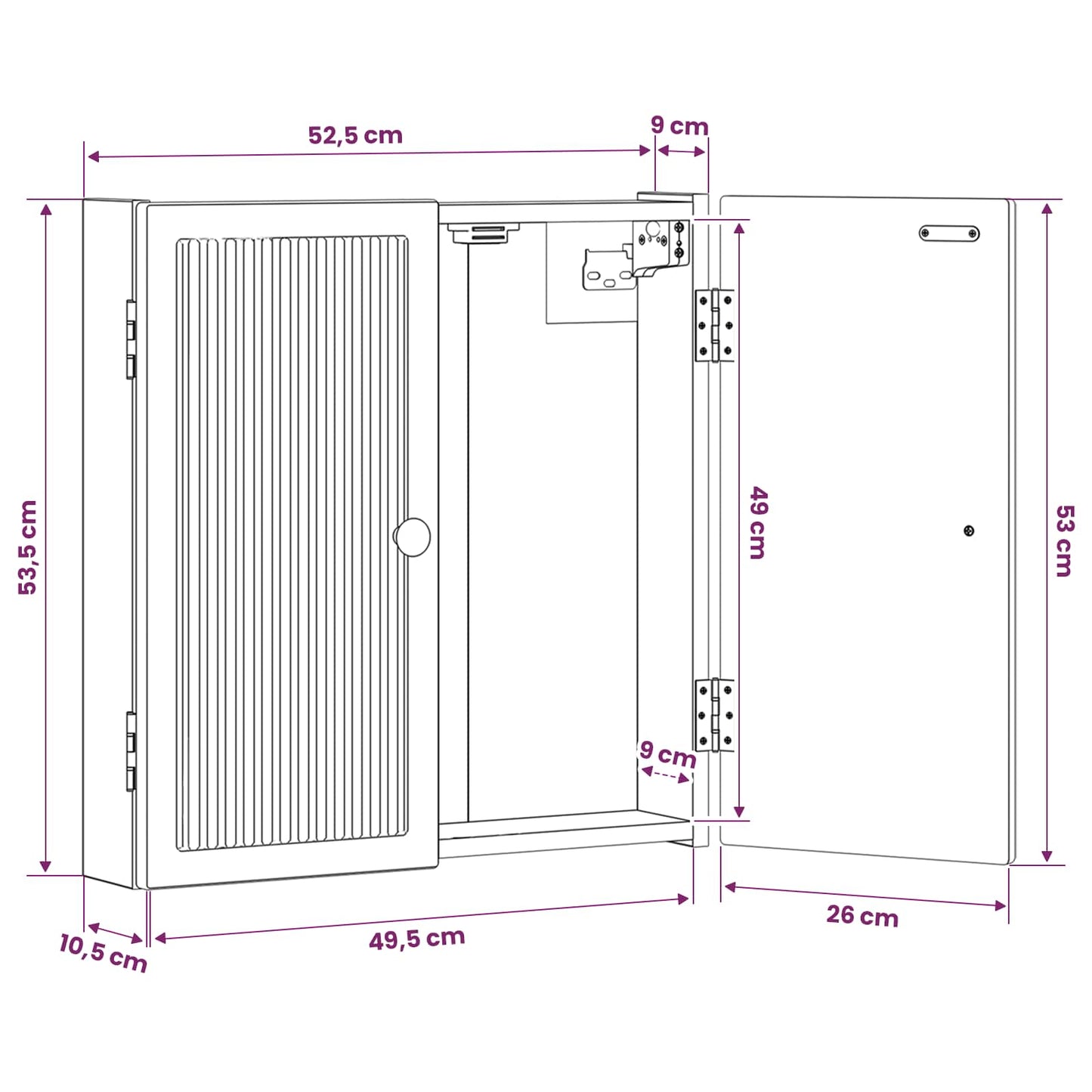 Dartboard Cabinet EDE High Gloss White 52.5 x 10.5 x 53.5 cm