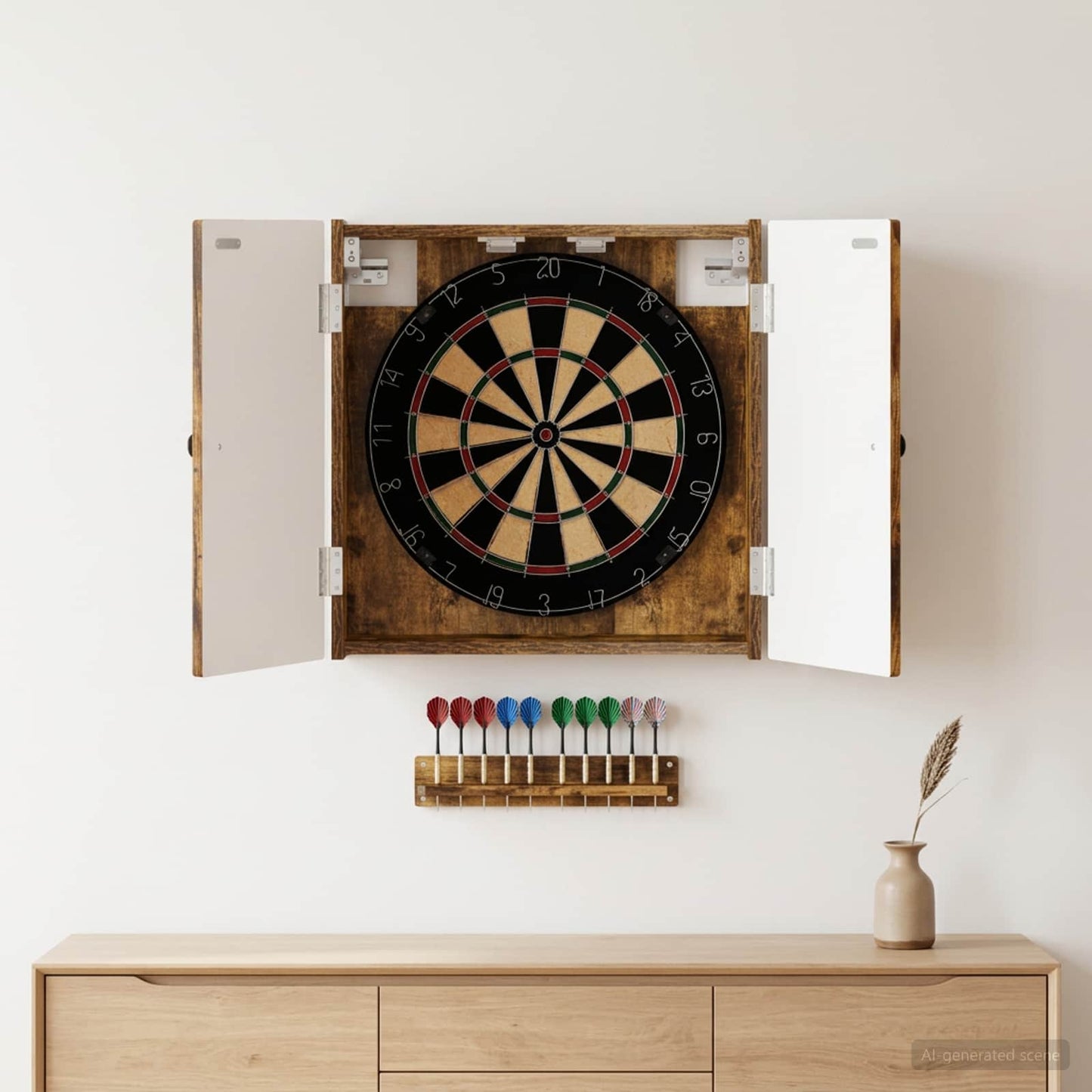Dartboard Cabinet BREDA Smoked Oak 52.5 x 10.5 x 53.5 cm