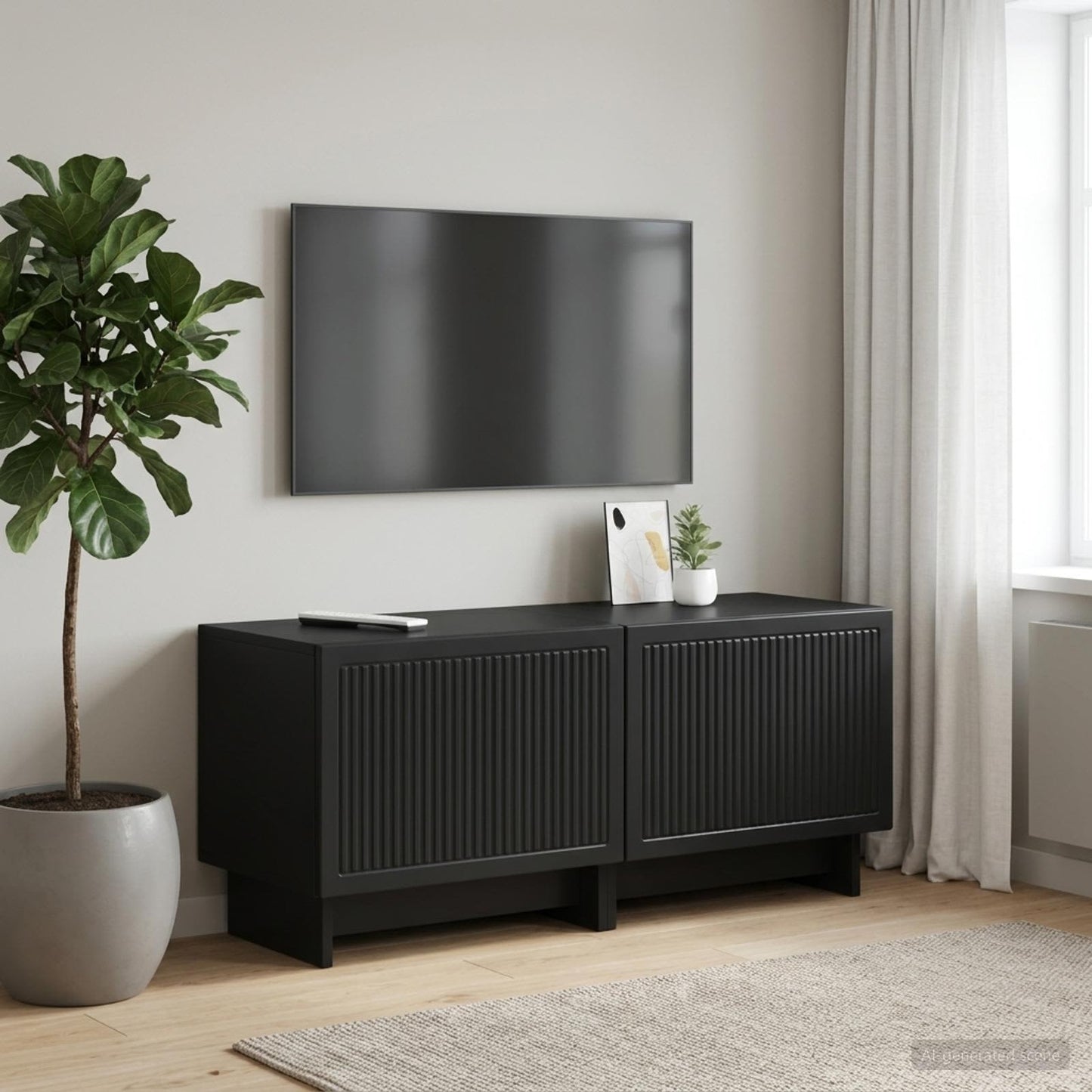 TV Cabinet Black Engineered Wood