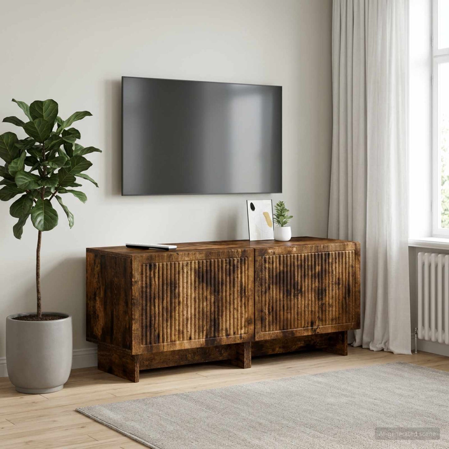TV Cabinet Smoked Oak Engineered Wood