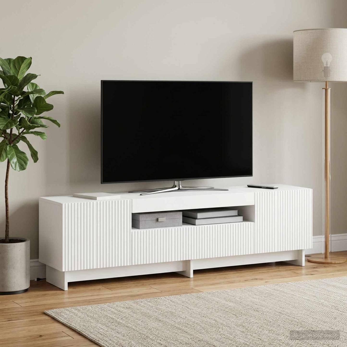 LED TV Cabinet White Engineered Wood