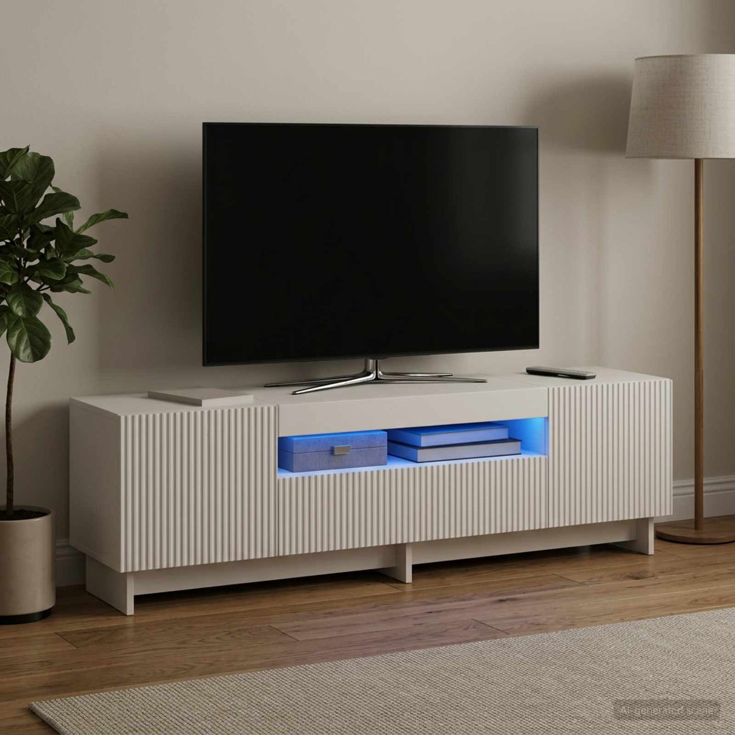 LED TV Cabinet White Engineered Wood