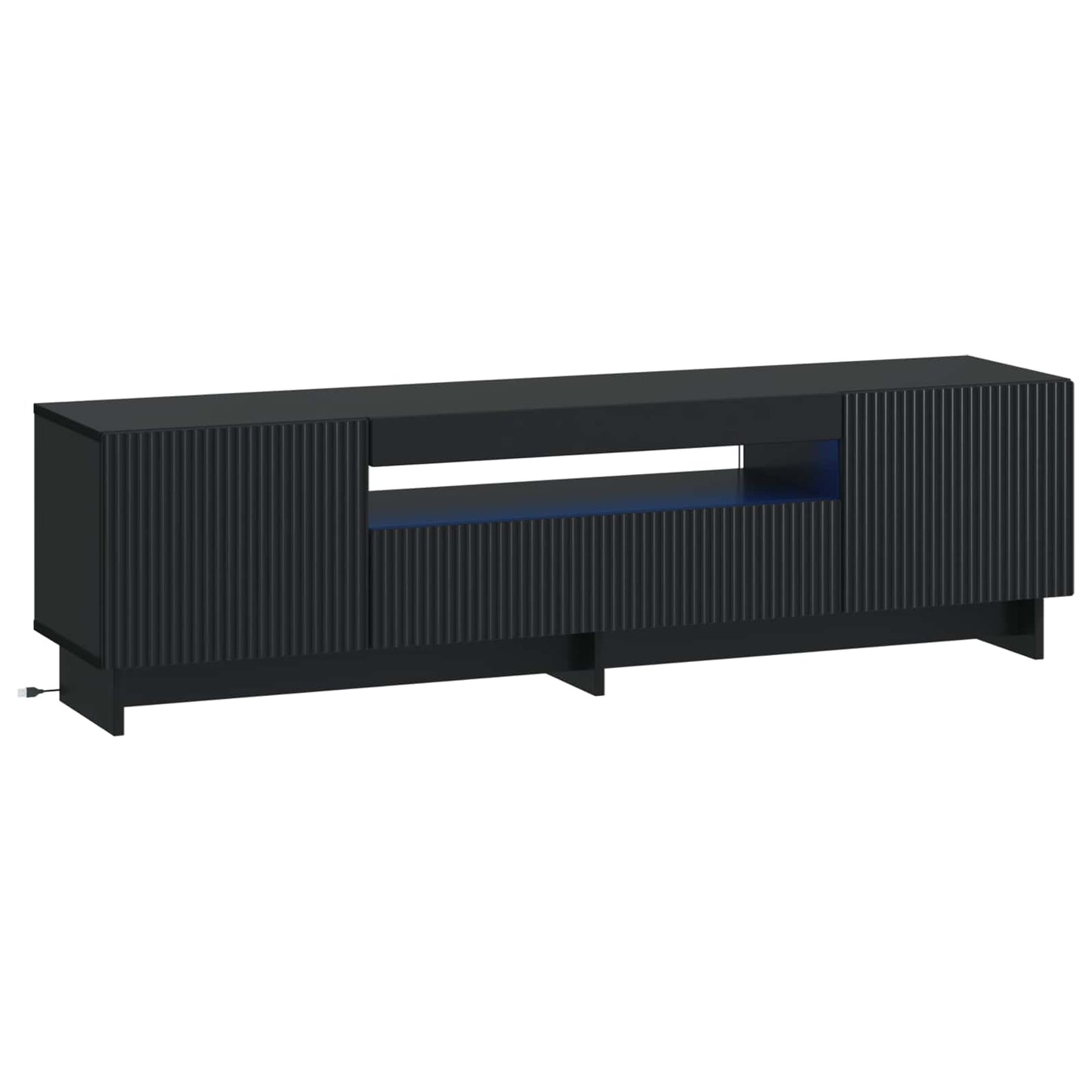 LED TV Cabinet Black Engineered Wood