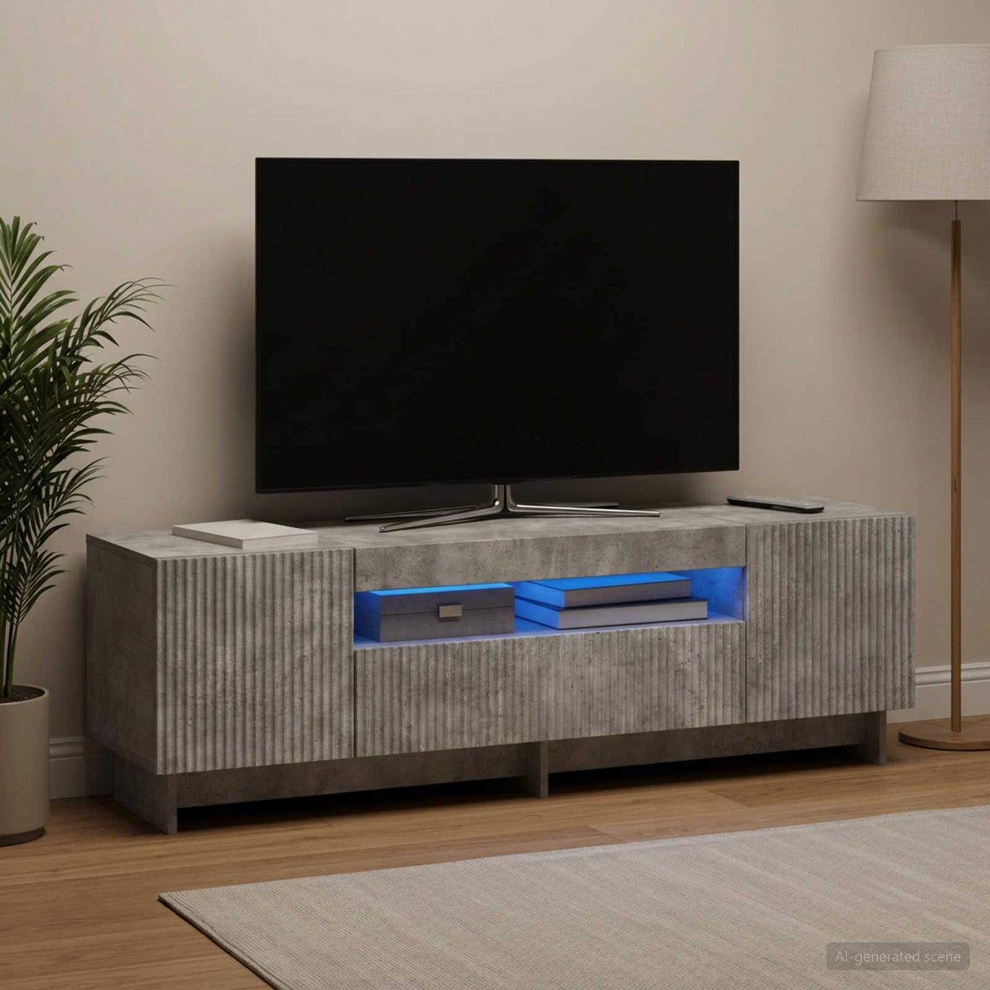 LED TV Cabinet Concrete Grey Engineered Wood