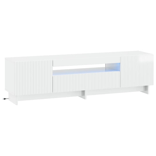 LED TV Cabinet High Gloss White Engineered Wood