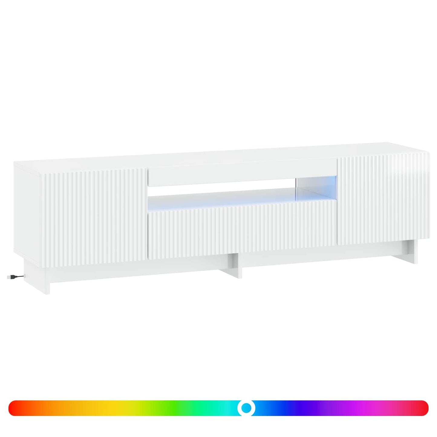 LED TV Cabinet High Gloss White Engineered Wood