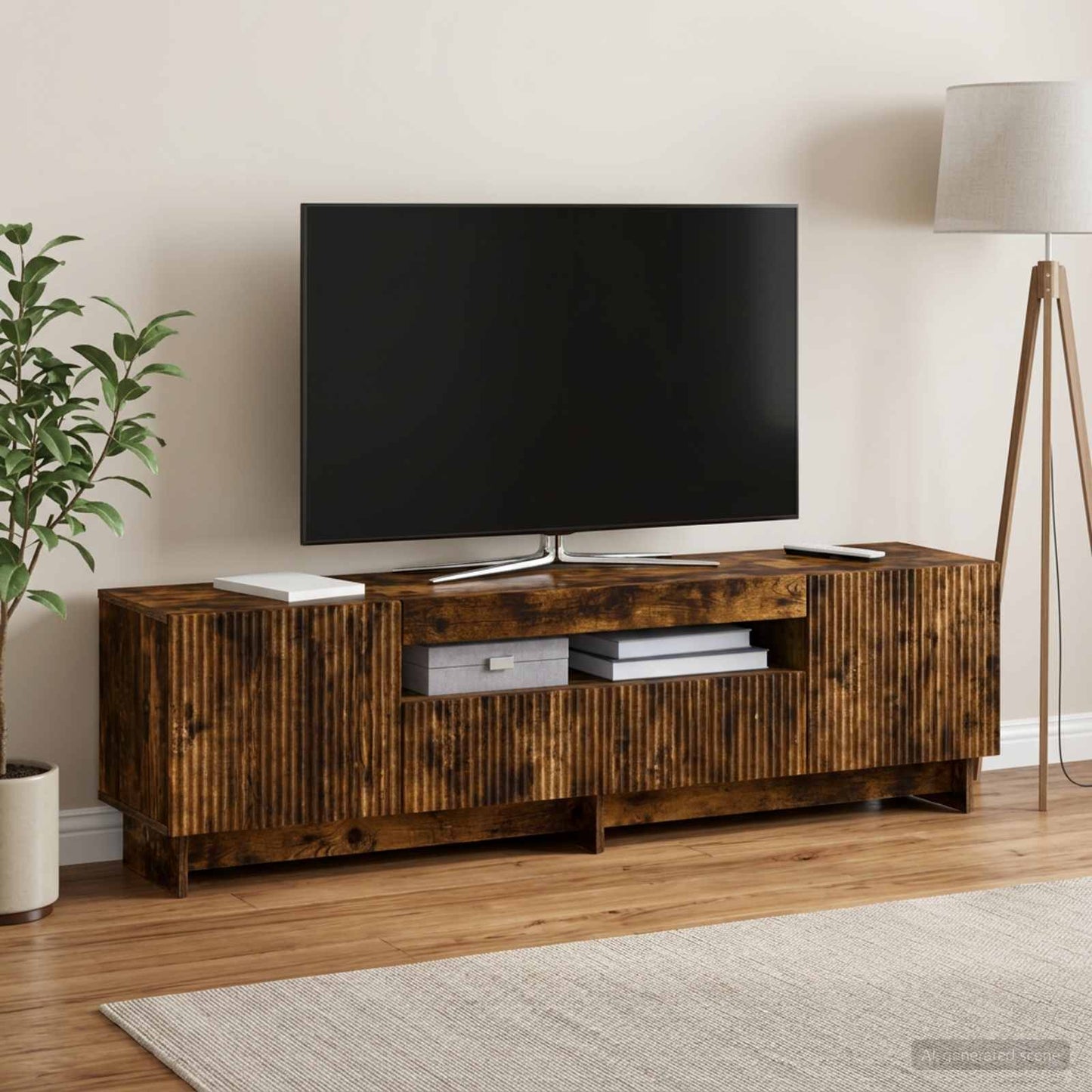 LED TV Cabinet Smoked Oak Engineered Wood
