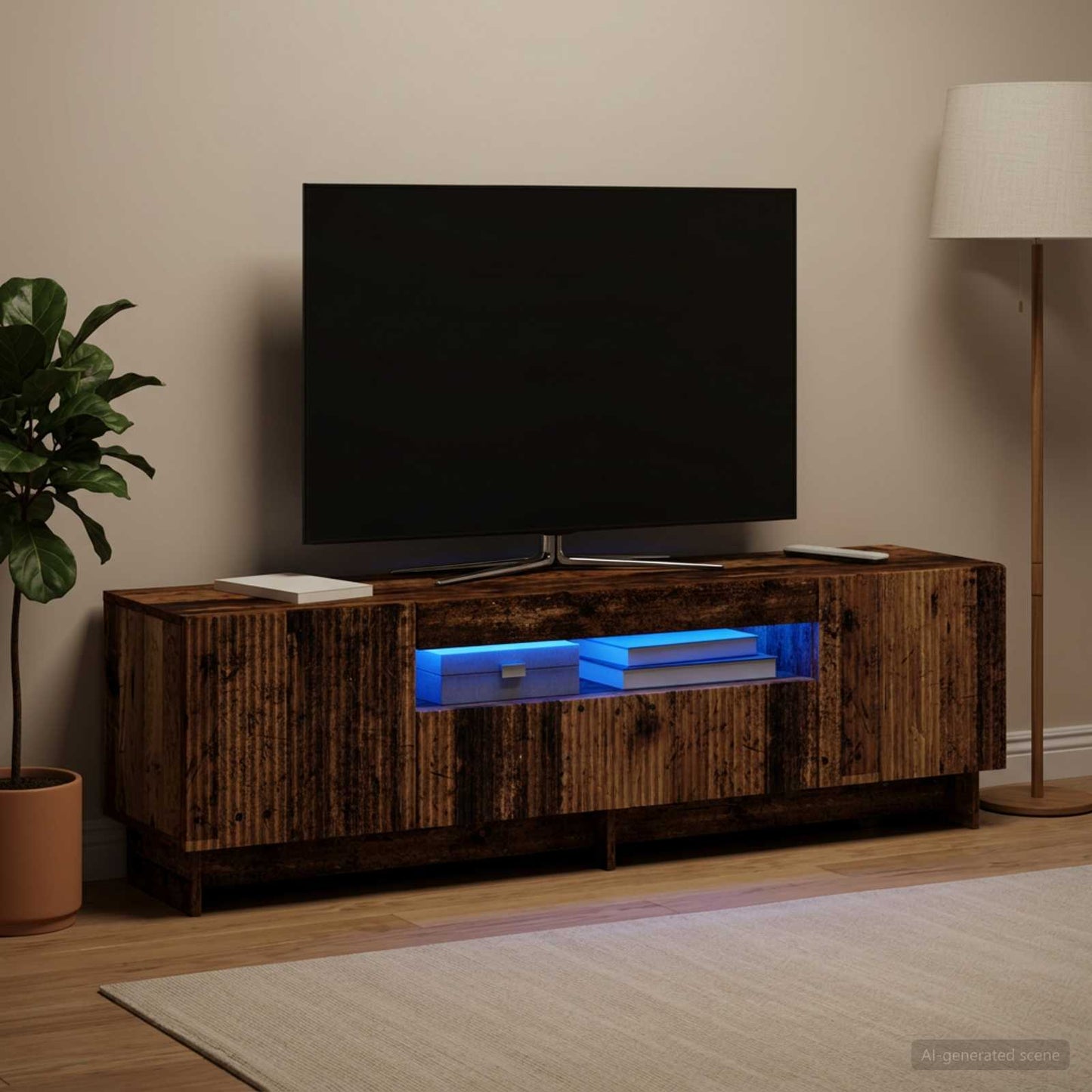 LED TV Cabinet Old Wood Engineered Wood