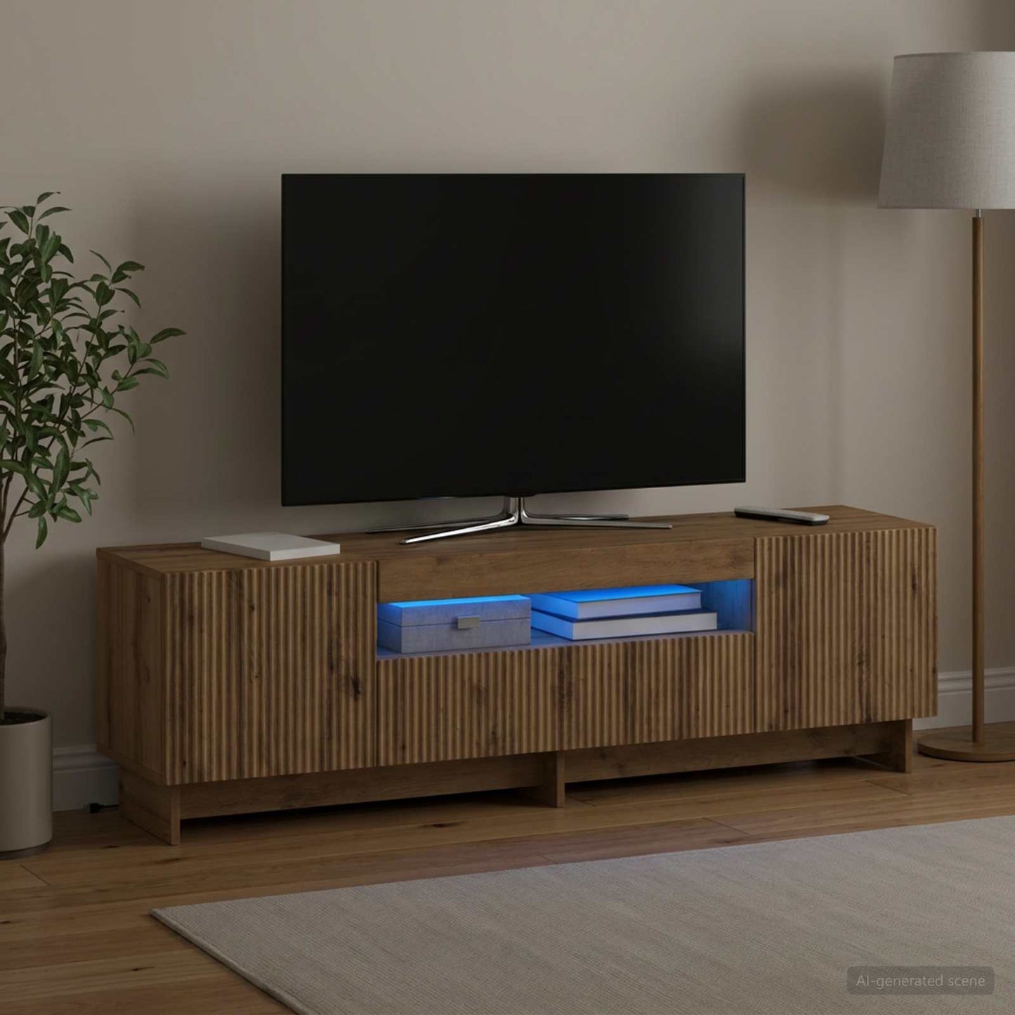 LED TV Cabinet Artisan Oak Engineered Wood