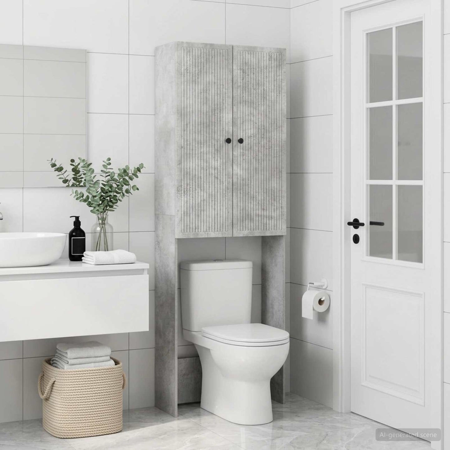 Toilet Cabinet EDE Concrete Grey 66 x 25.5 x 190 cm