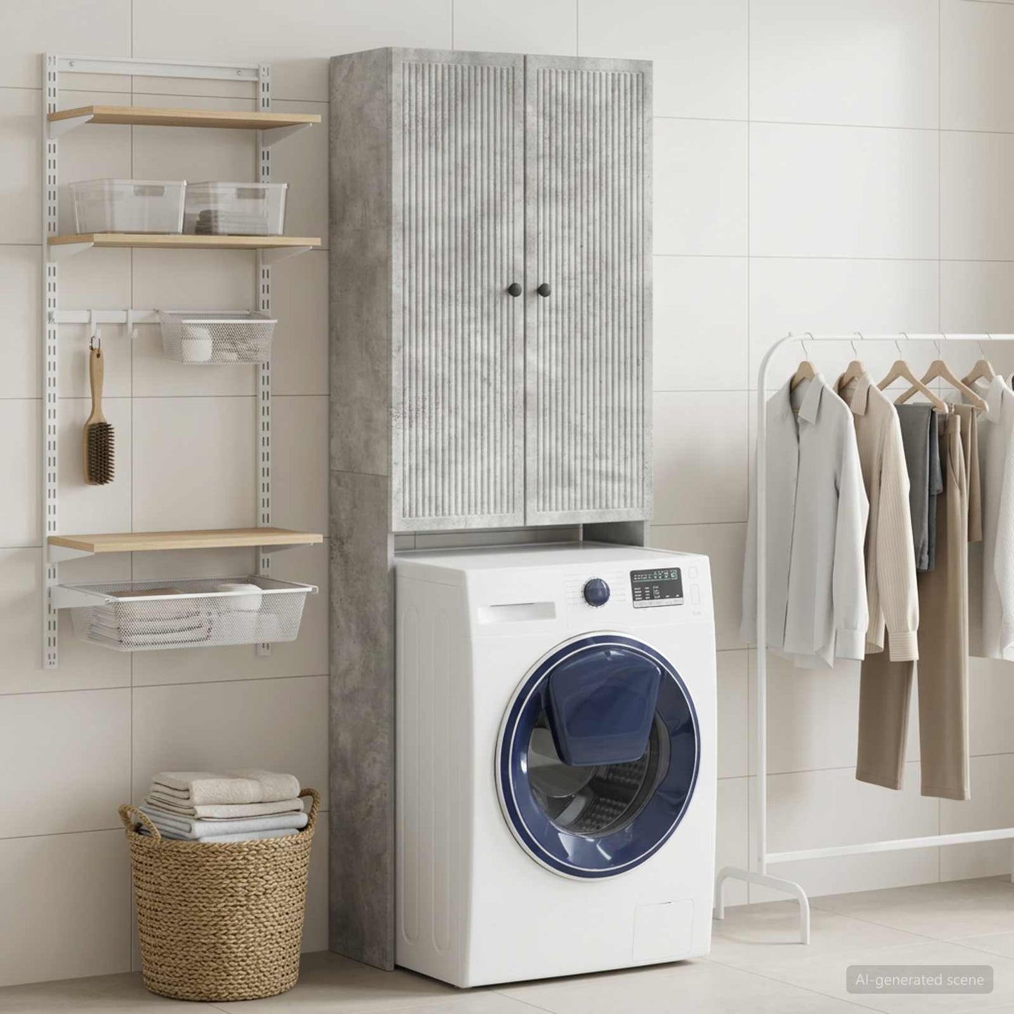 Toilet Cabinet EDE Concrete Grey 66 x 25.5 x 190 cm