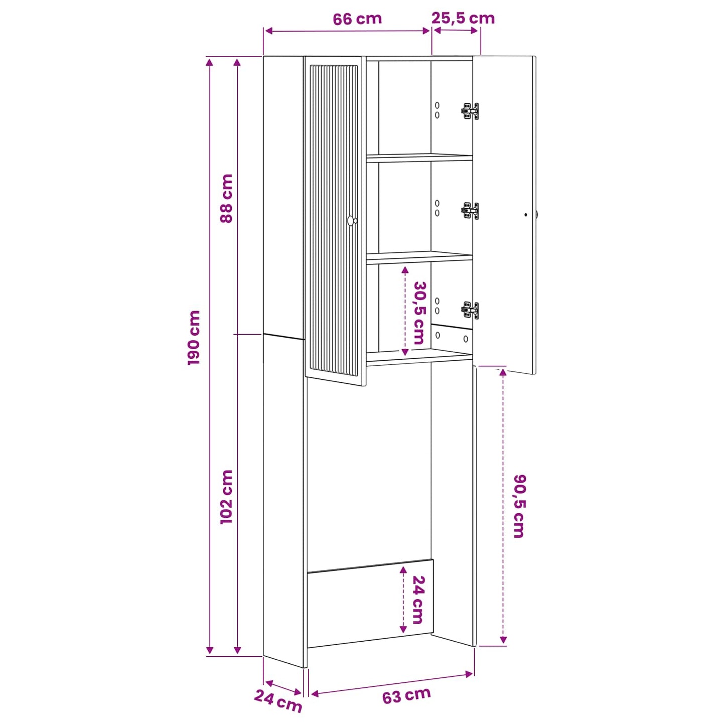 Toilet Cabinet EDE Concrete Grey 66 x 25.5 x 190 cm