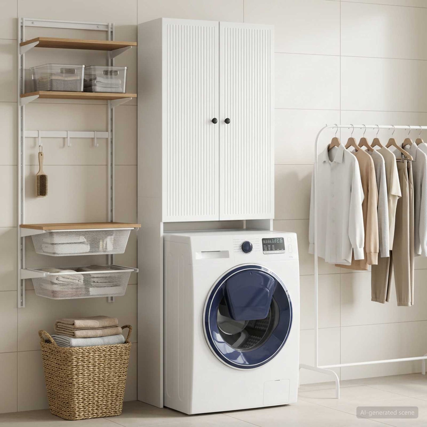 Toilet Cabinet EDE High Gloss White 66 x 25.5 x 190 cm