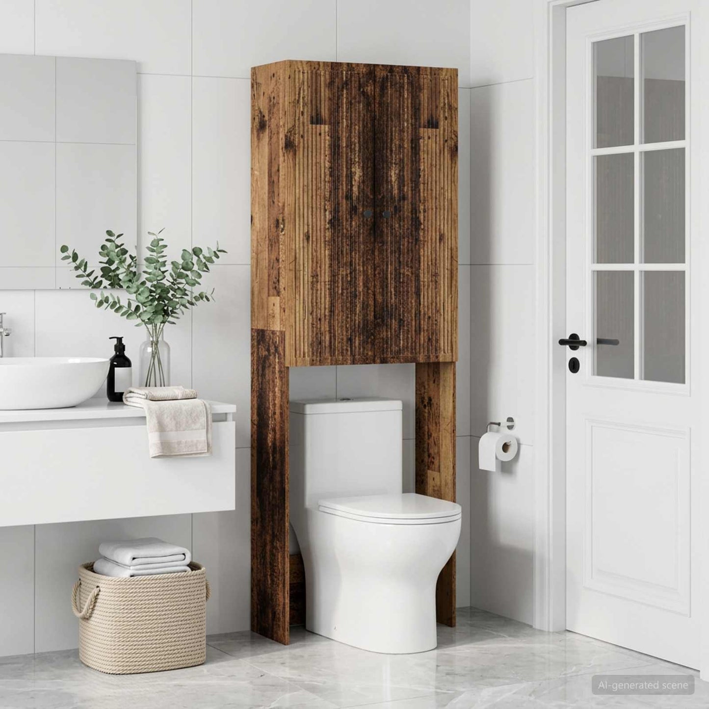 Toilet Cabinet EDE Old Wood 66 x 25.5 x 190 cm Engineered Wood