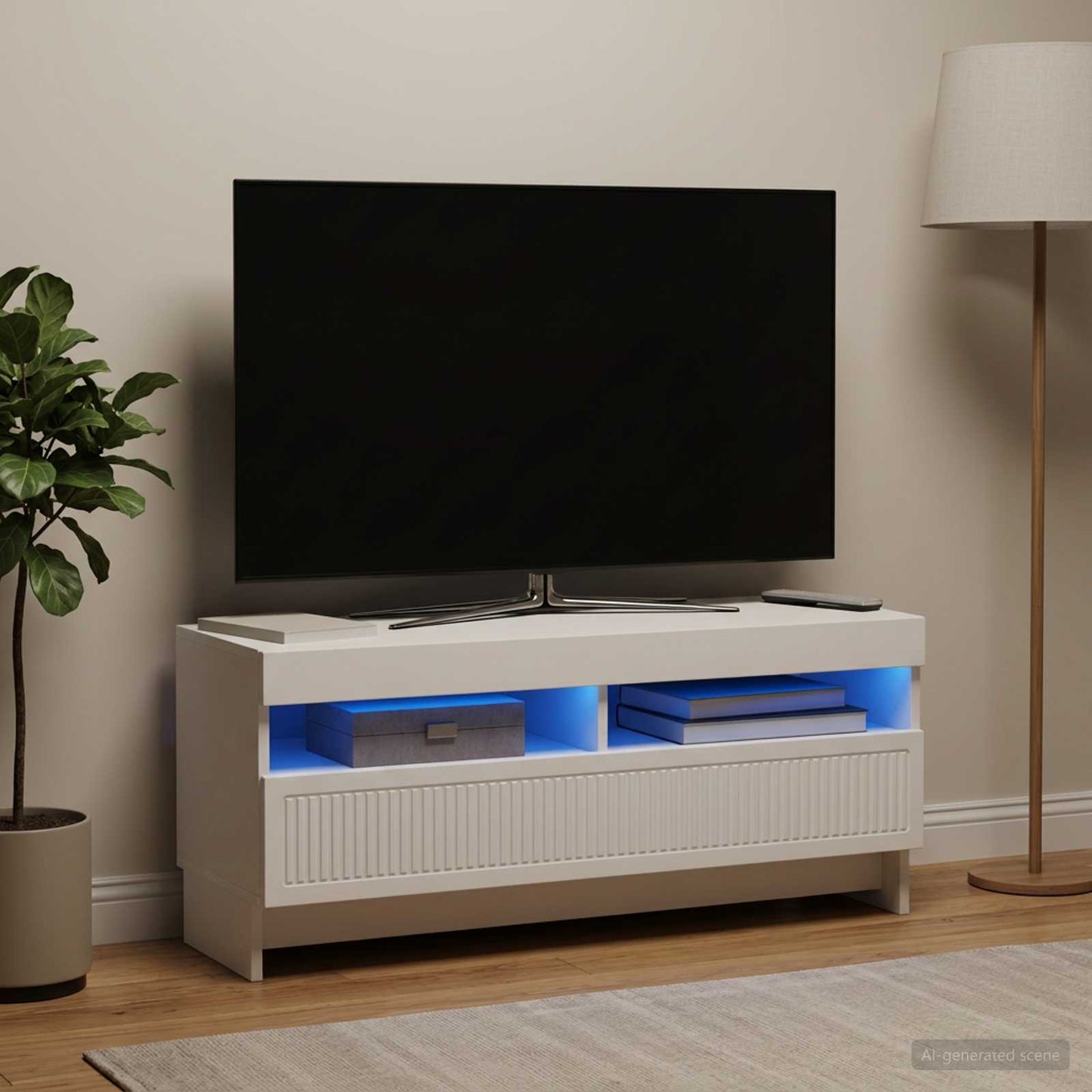 LED TV Cabinet White Engineered Wood