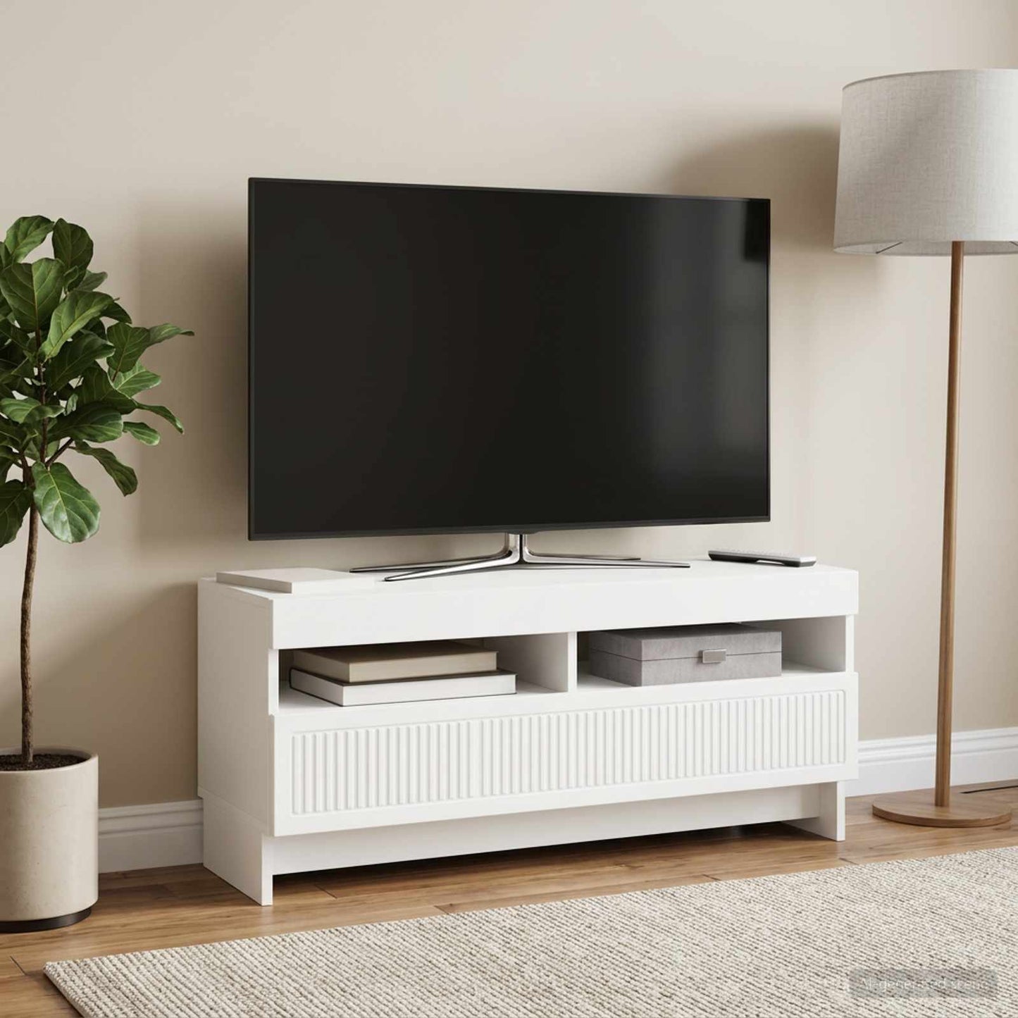 LED TV Cabinet White Engineered Wood