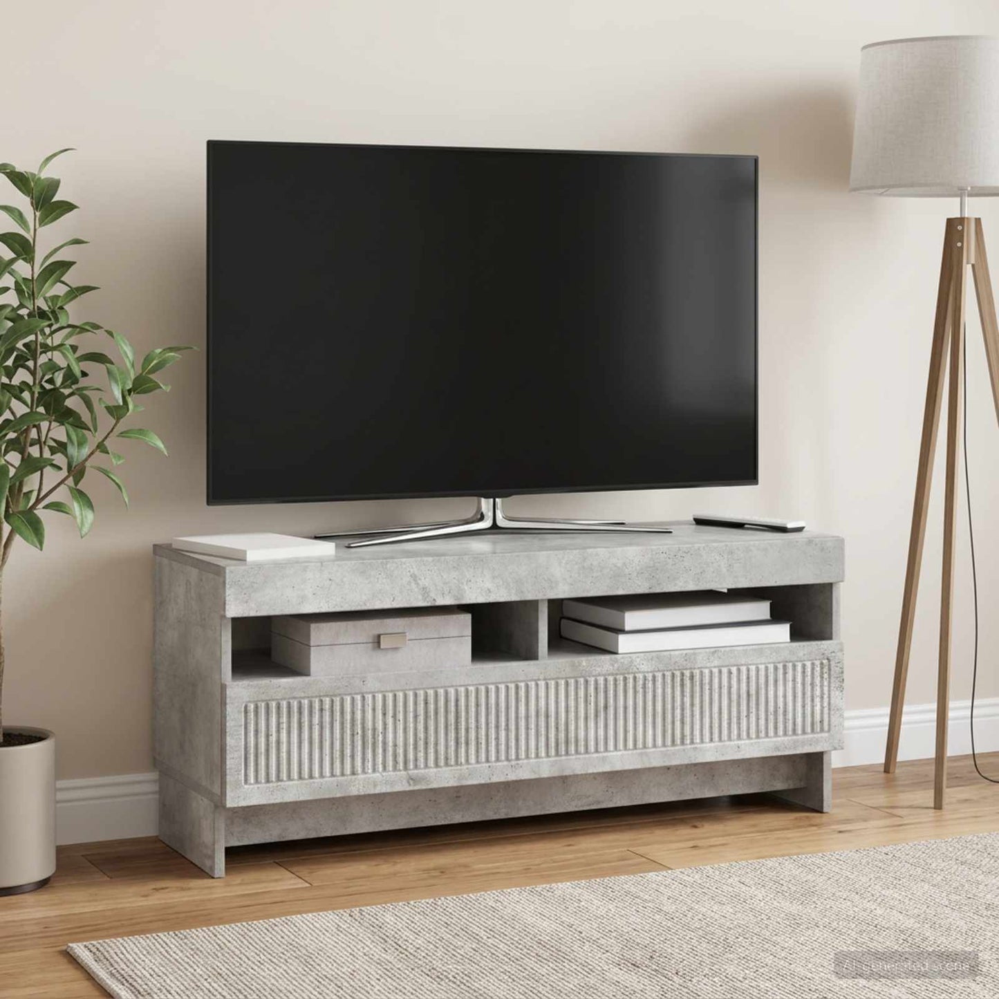 LED TV Cabinet Concrete Grey Engineered Wood