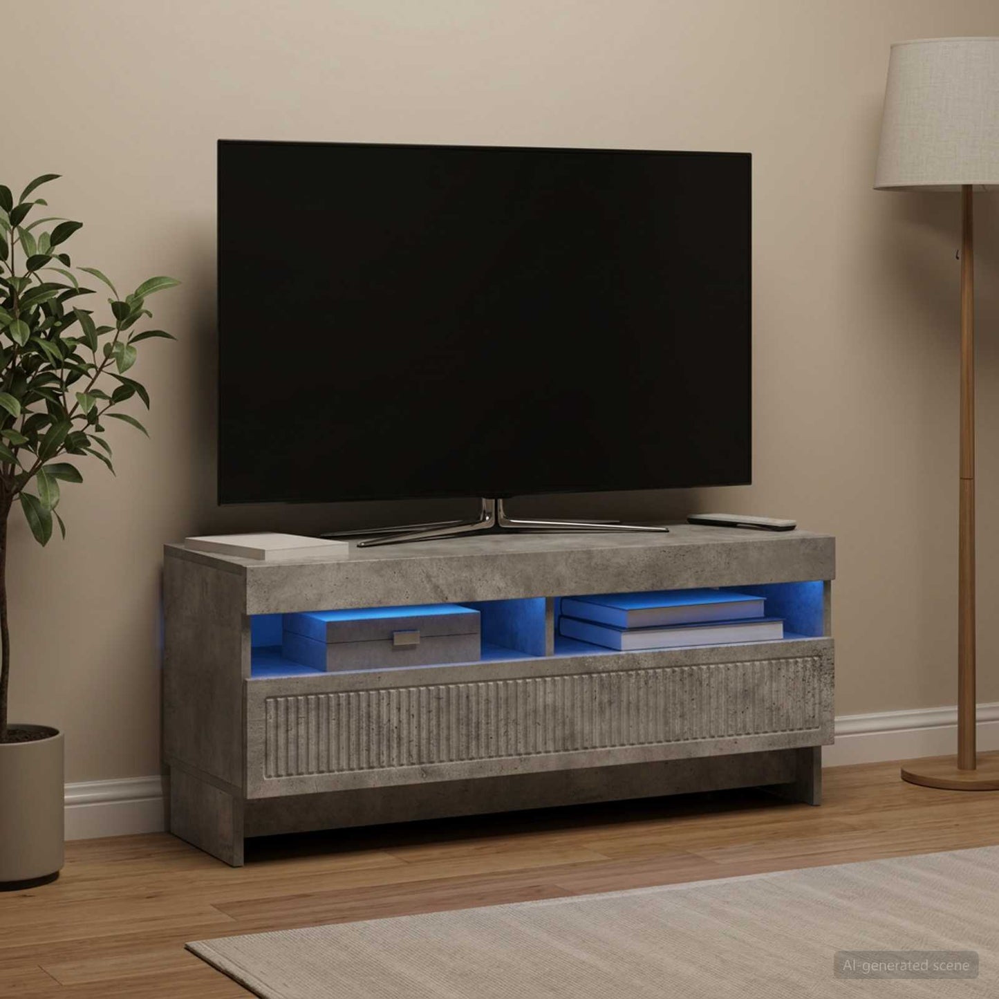 LED TV Cabinet Concrete Grey Engineered Wood