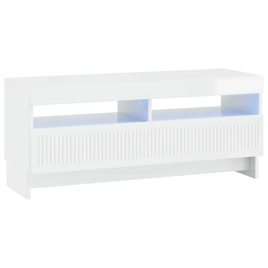 LED TV Cabinet High Gloss White Engineered Wood
