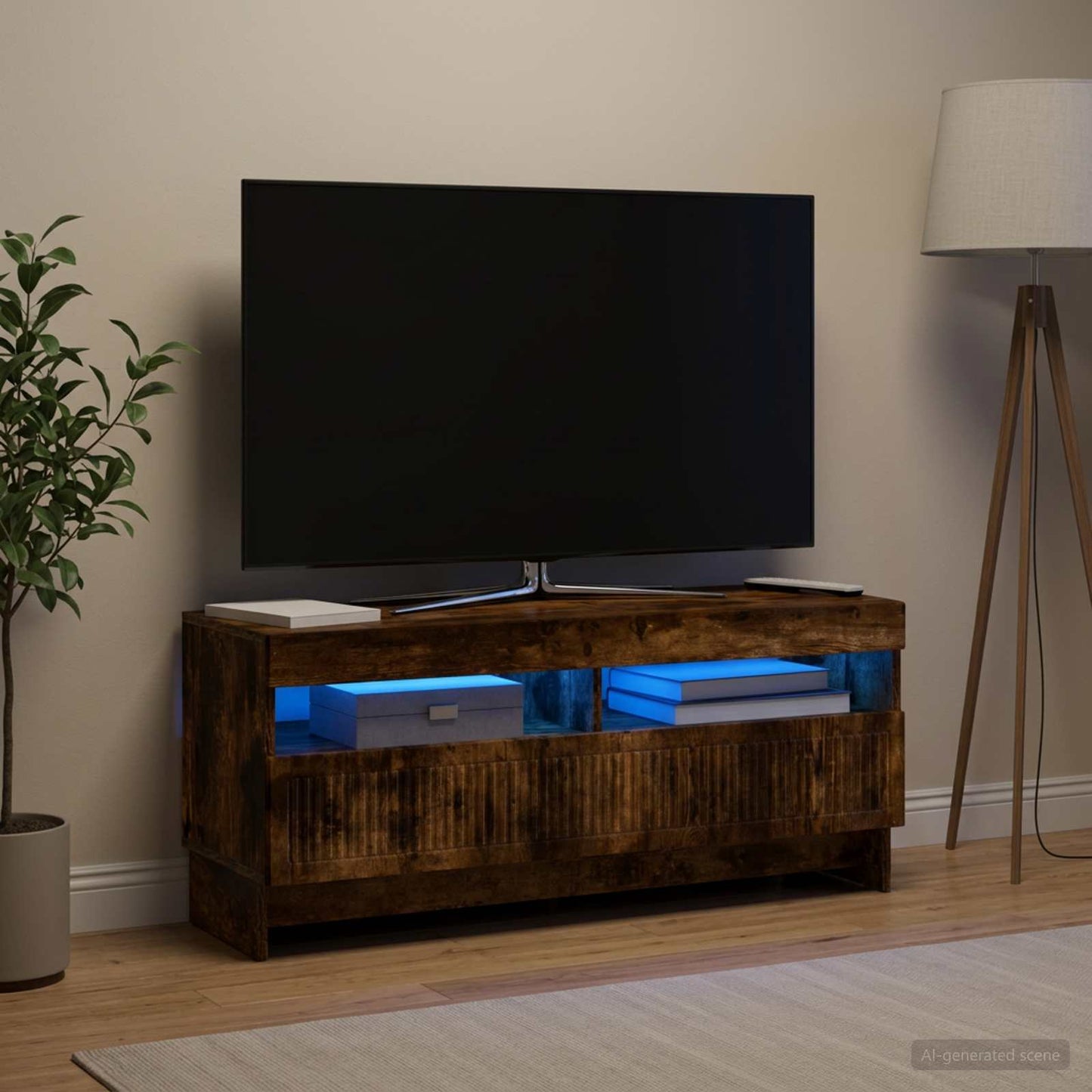 LED TV Cabinet Smoked Oak Engineered Wood
