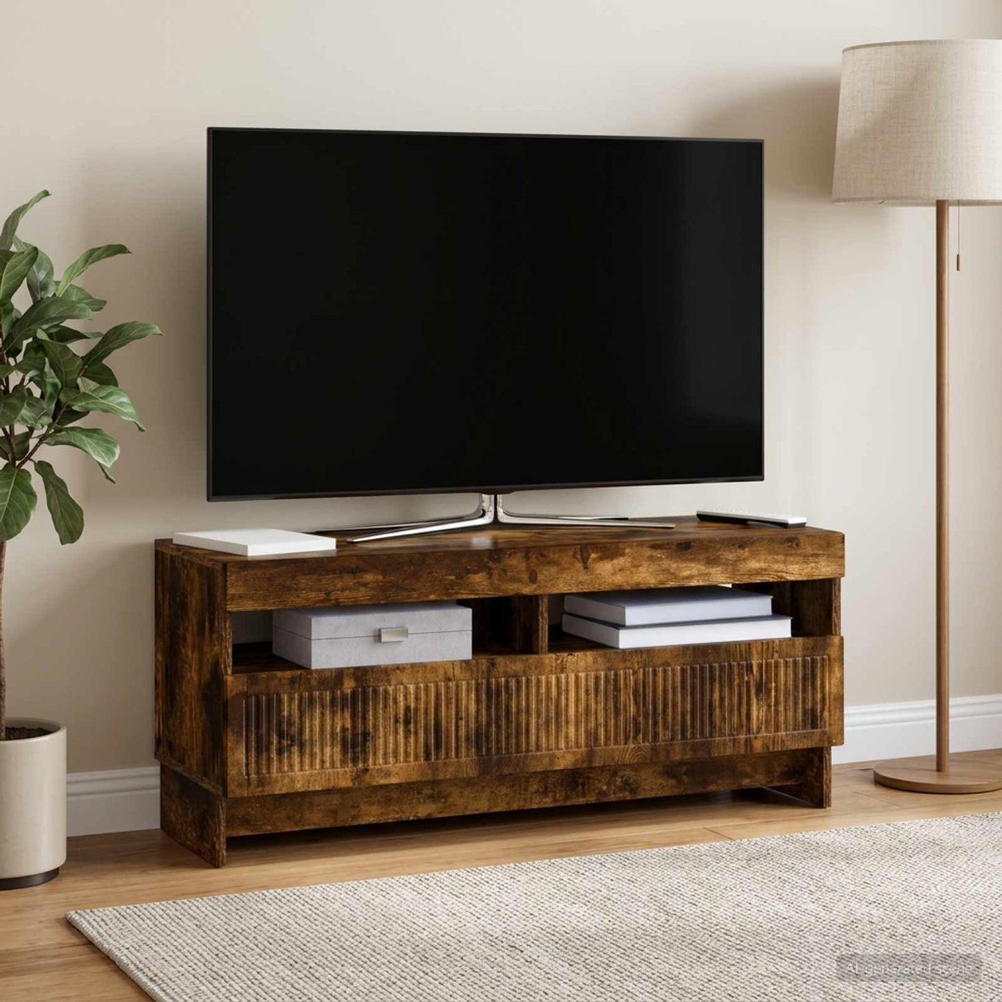 LED TV Cabinet Smoked Oak Engineered Wood