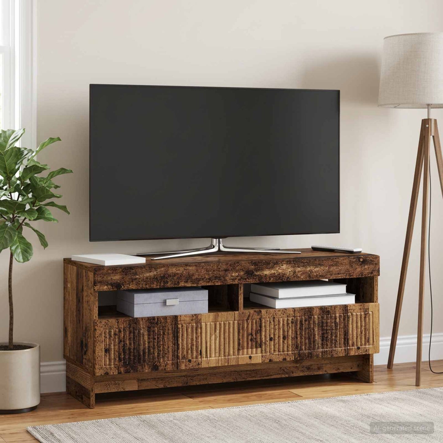 LED TV Cabinet Old Wood Engineered Wood