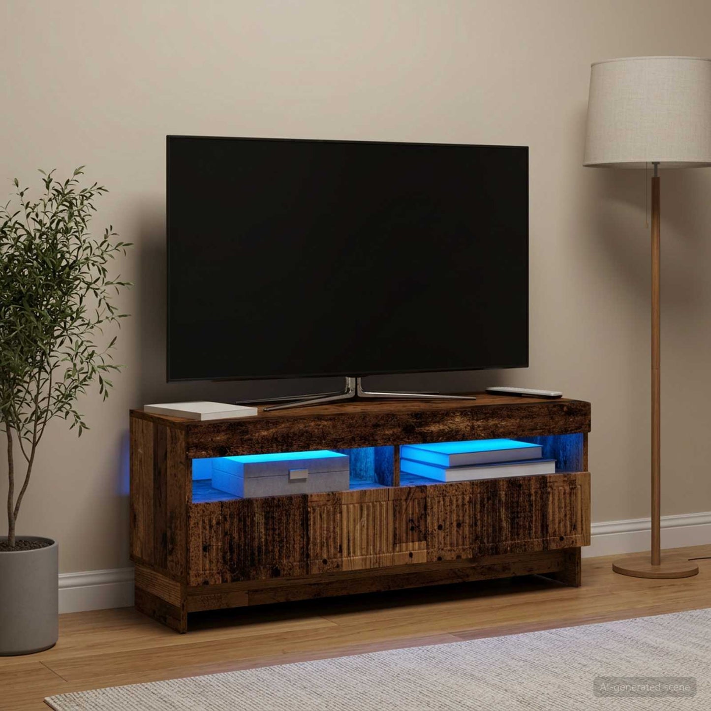 LED TV Cabinet Old Wood Engineered Wood