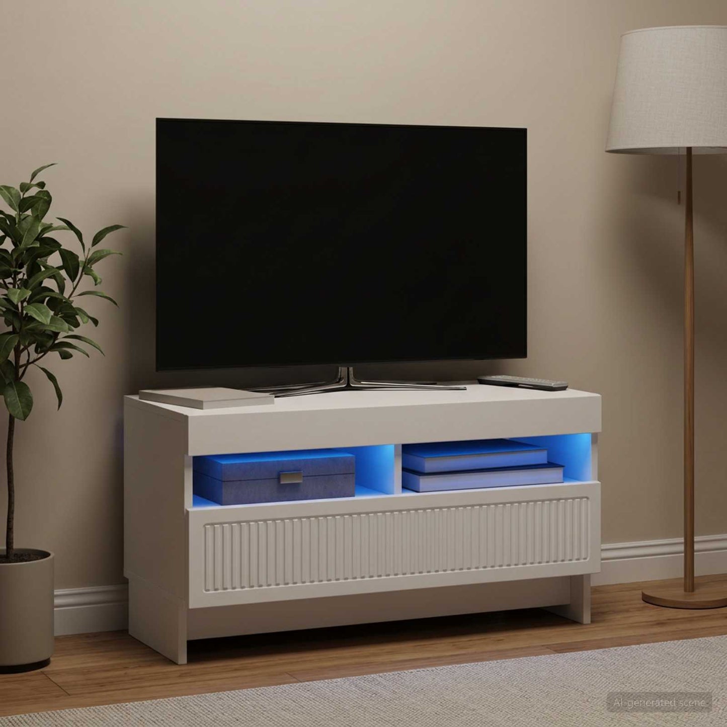LED TV Cabinet White Engineered Wood