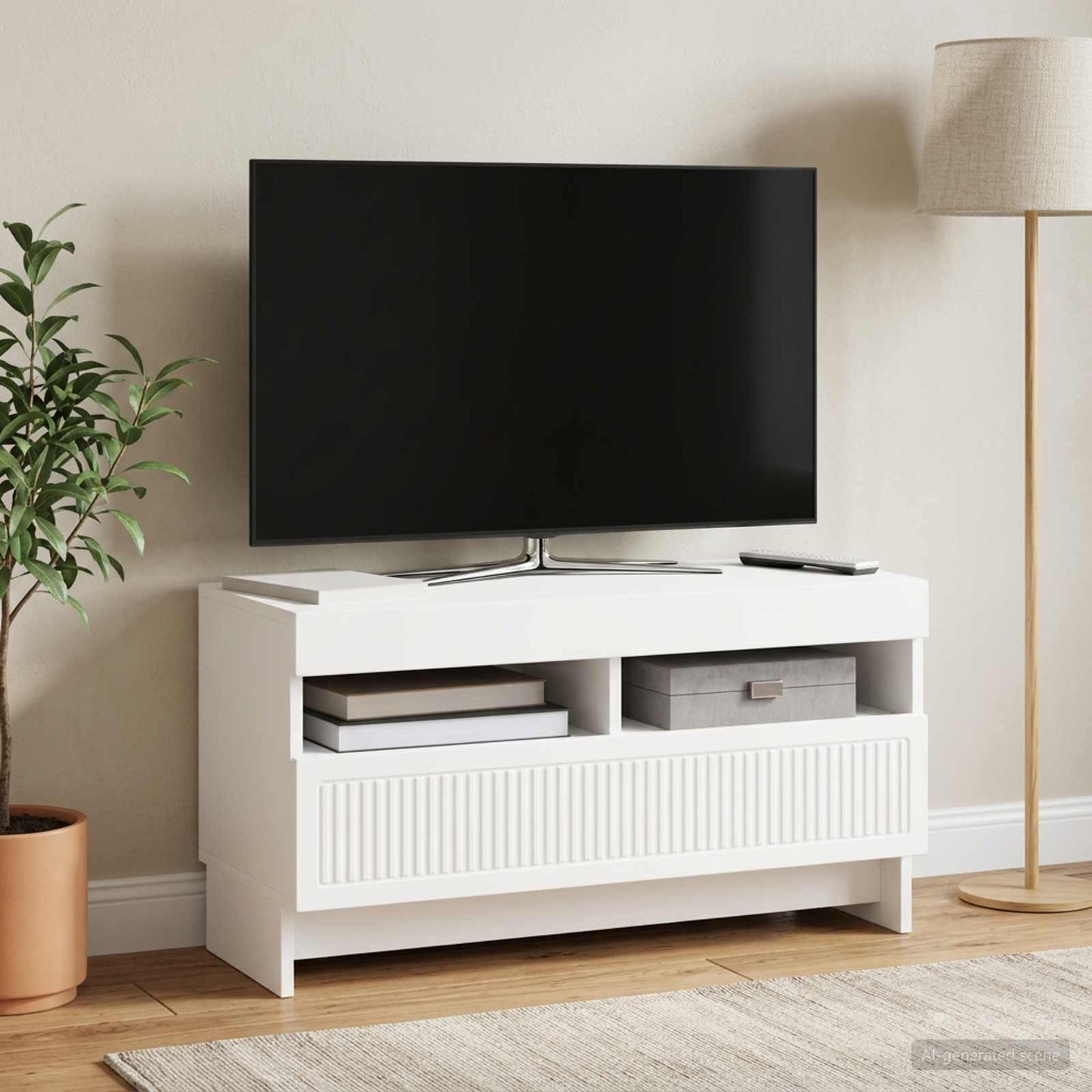 LED TV Cabinet White Engineered Wood