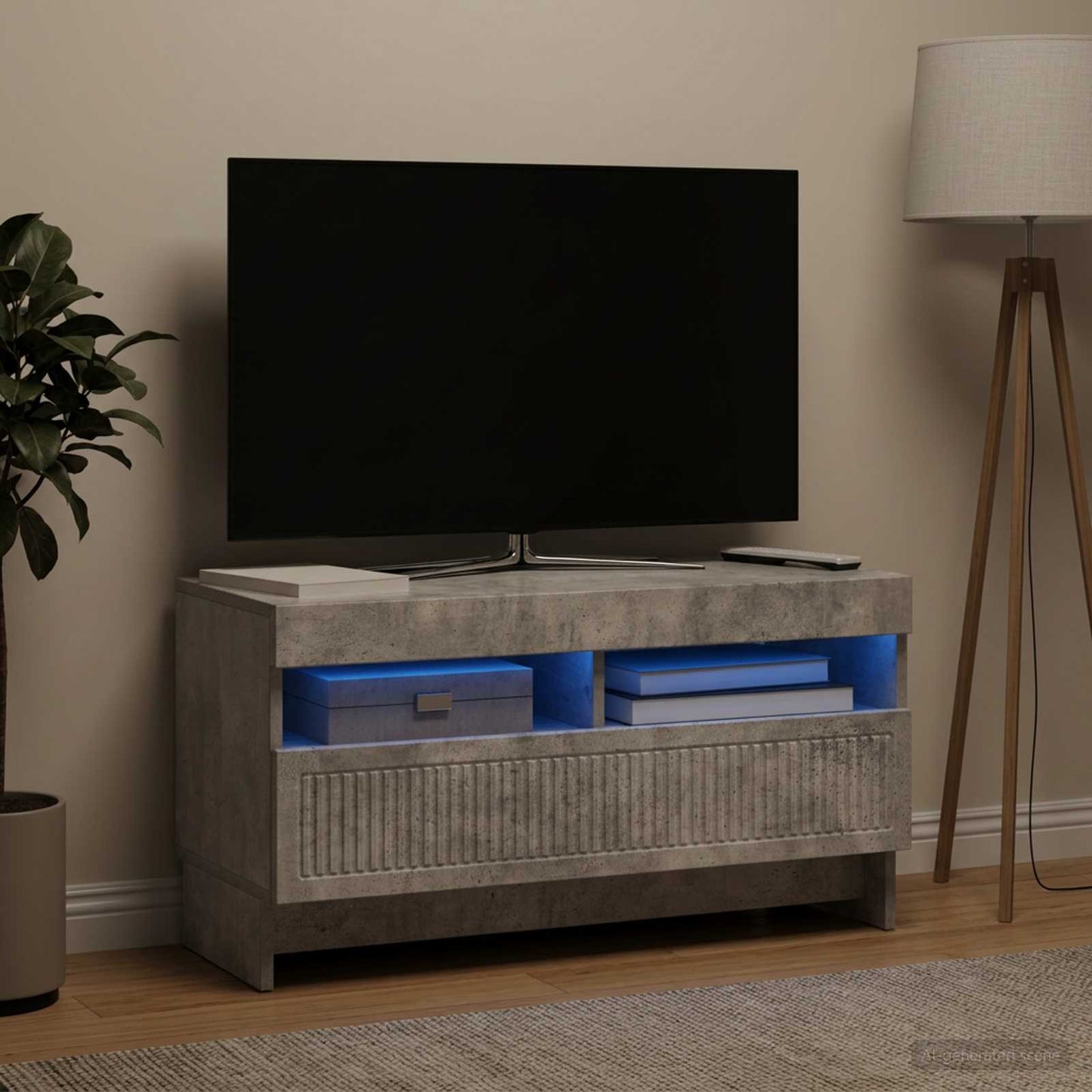 LED TV Cabinet Concrete Grey Engineered Wood