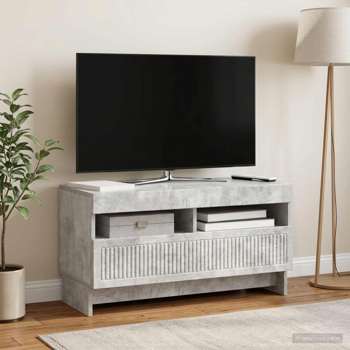 LED TV Cabinet Concrete Grey Engineered Wood