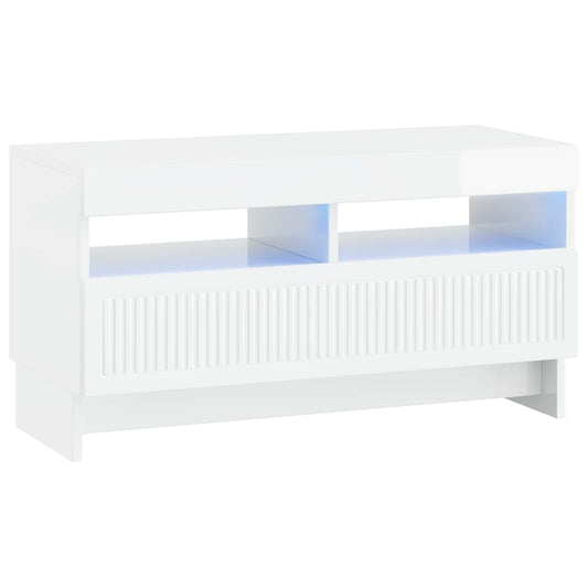 LED TV Cabinet High Gloss White Engineered Wood