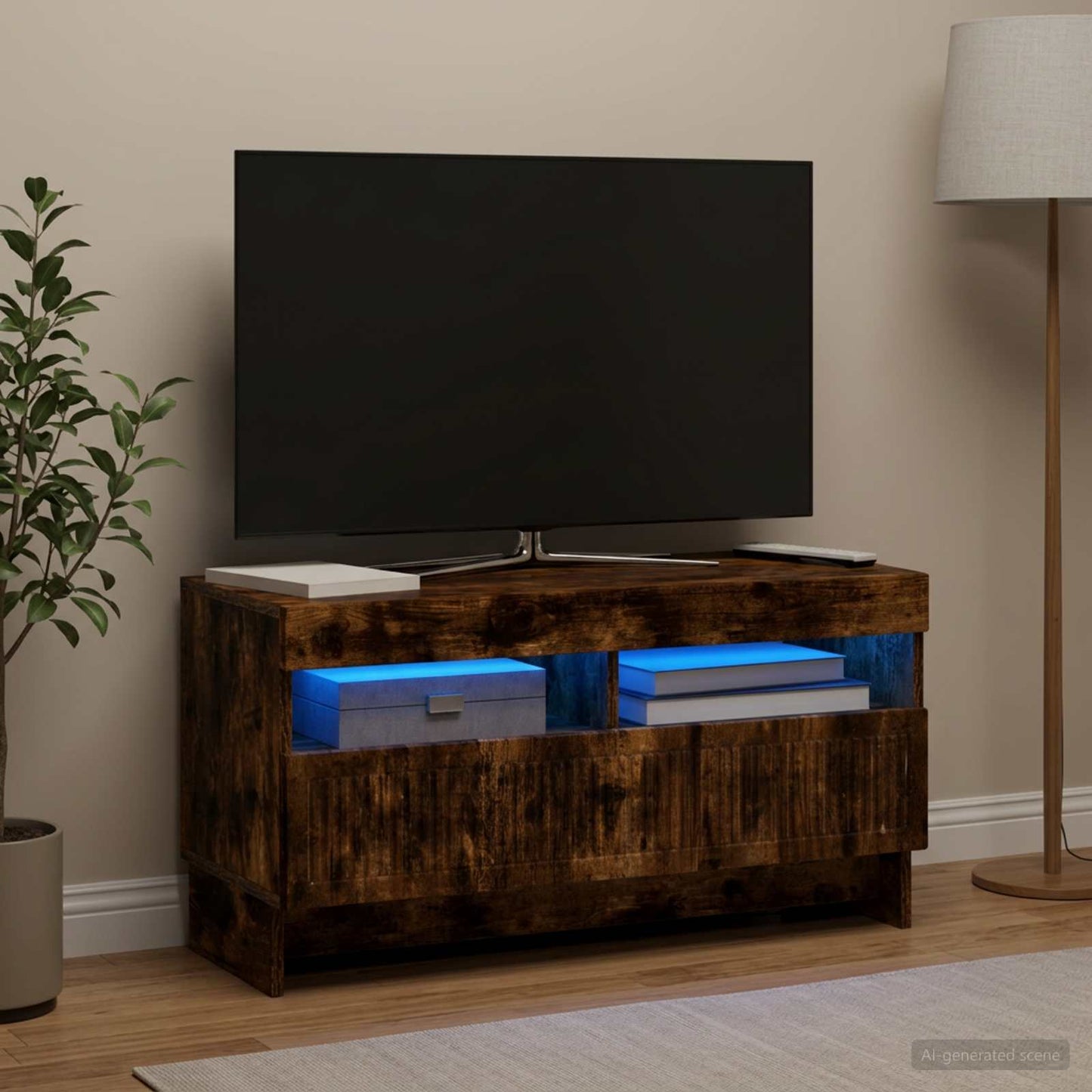LED TV Cabinet Smoked Oak Engineered Wood