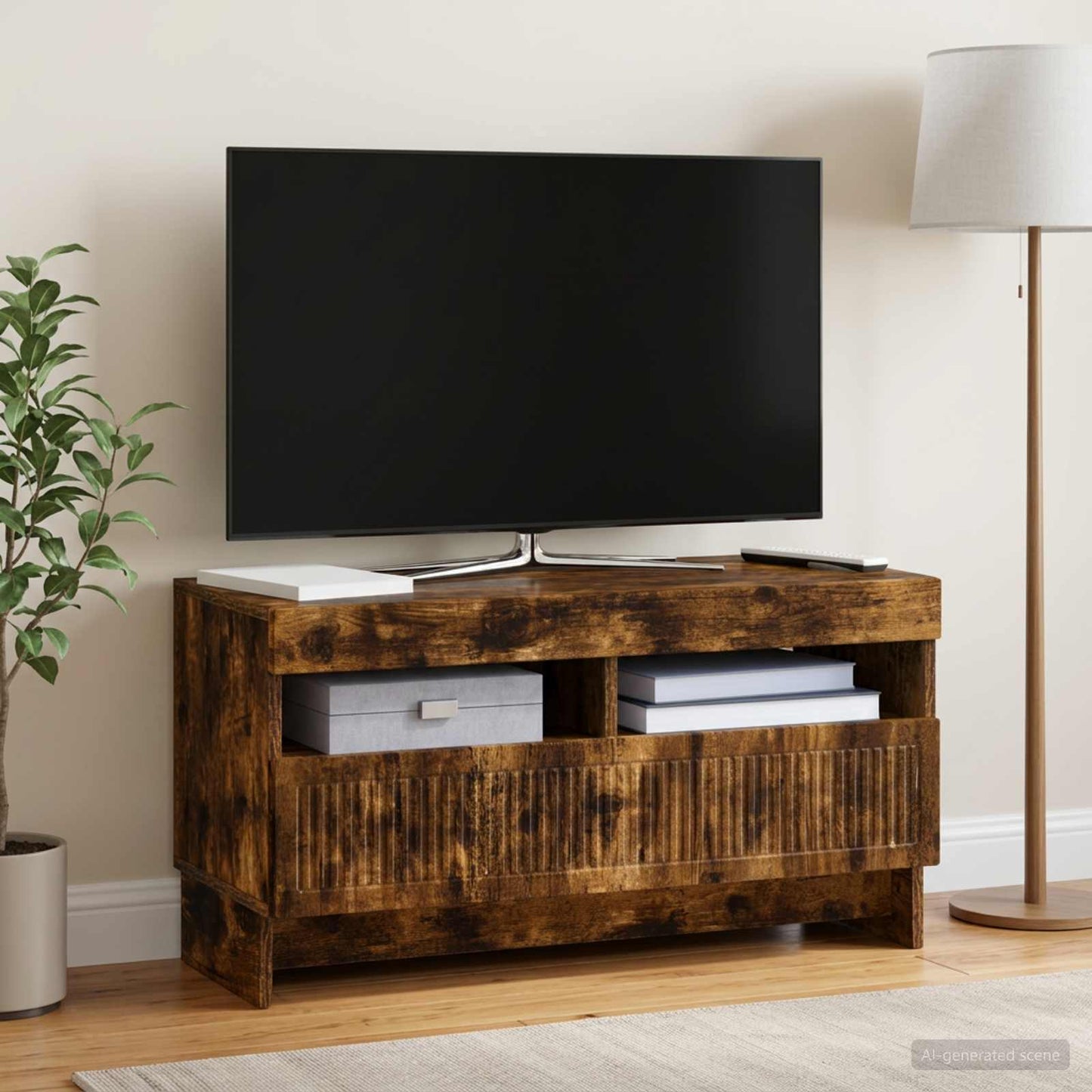 LED TV Cabinet Smoked Oak Engineered Wood