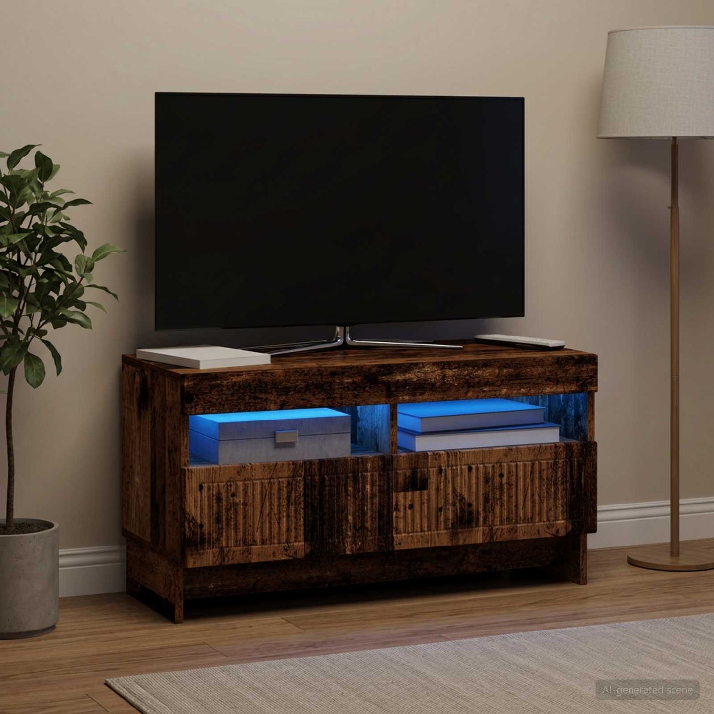 LED TV Cabinet Old Wood Engineered Wood