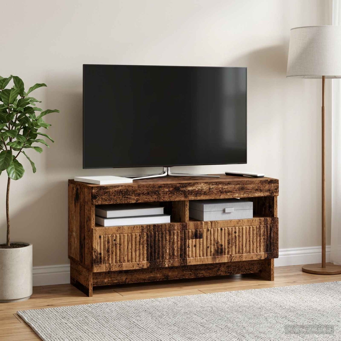 LED TV Cabinet Old Wood Engineered Wood