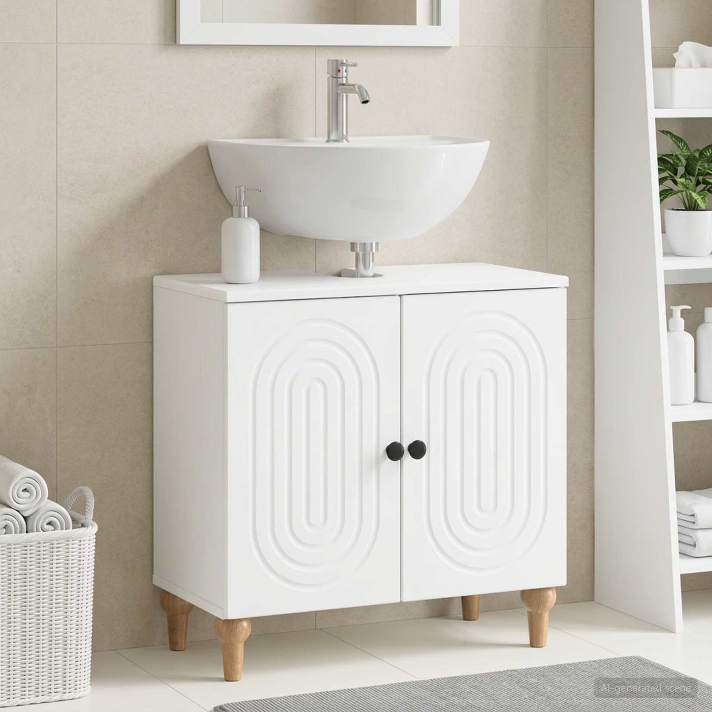 Bathroom Sink Cabinet ALKMAAR White 59.5 x 31.5x 59 cm