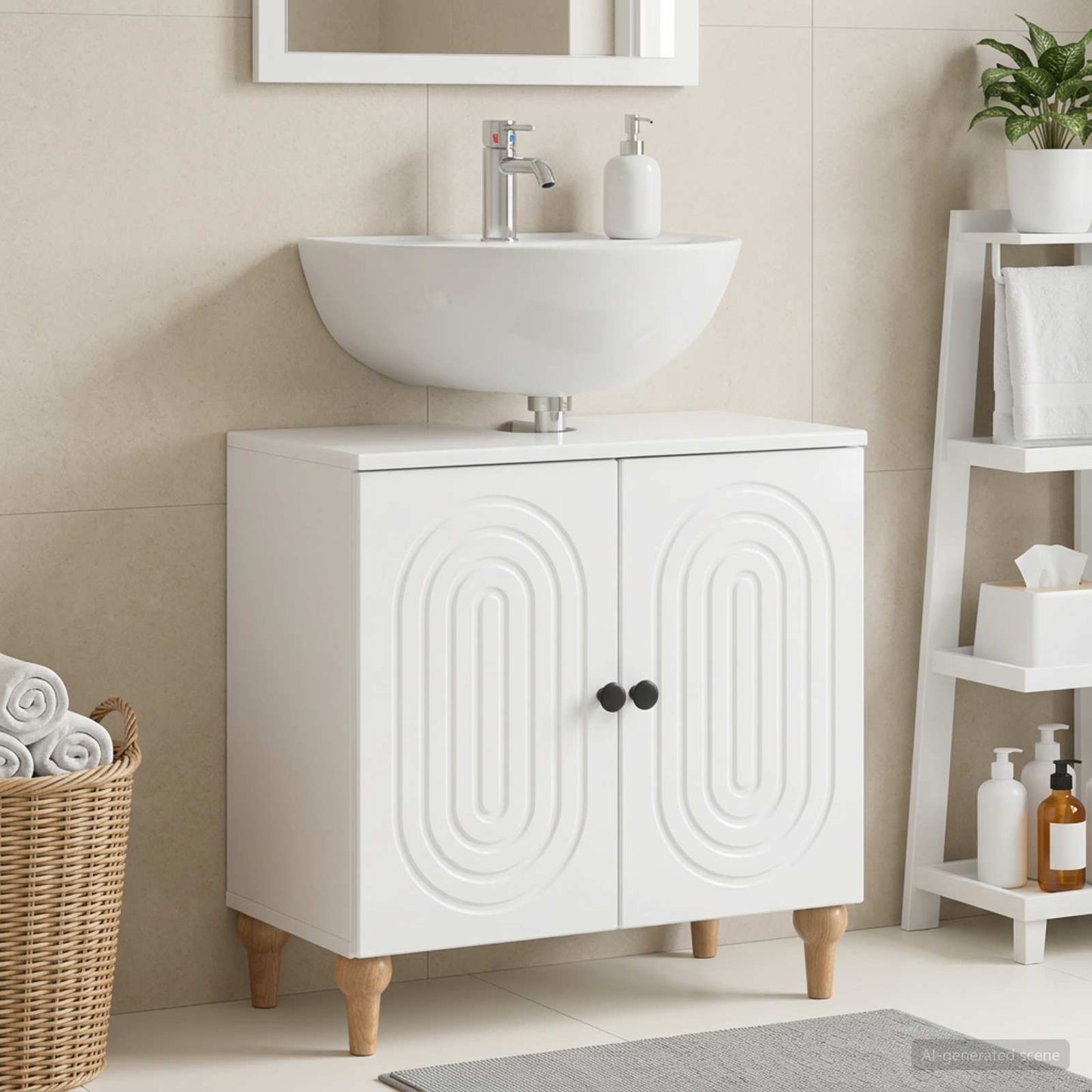 Bathroom Sink Cabinet ALKMAAR High Gloss White
