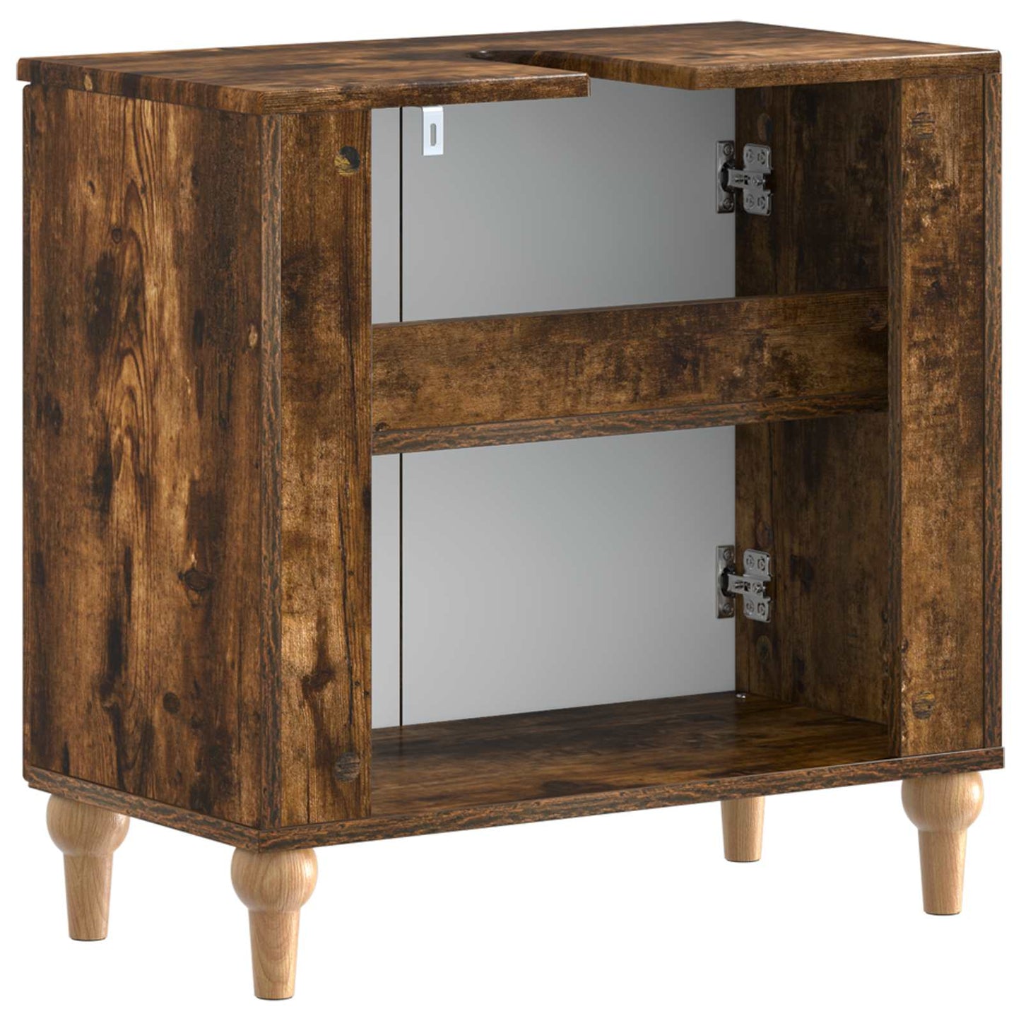 Bathroom Sink Cabinet ALKMAAR Smoked Oak 59.5 x 31.5x 59 cm