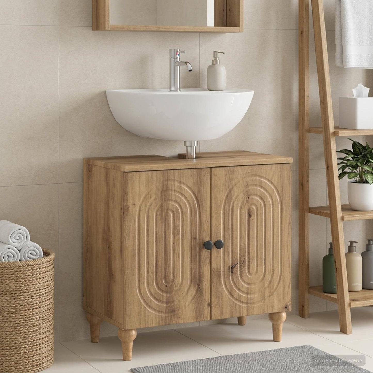 Bathroom Sink Cabinet ALKMAAR Artisan Oak 59.5 x 31.5x 59 cm