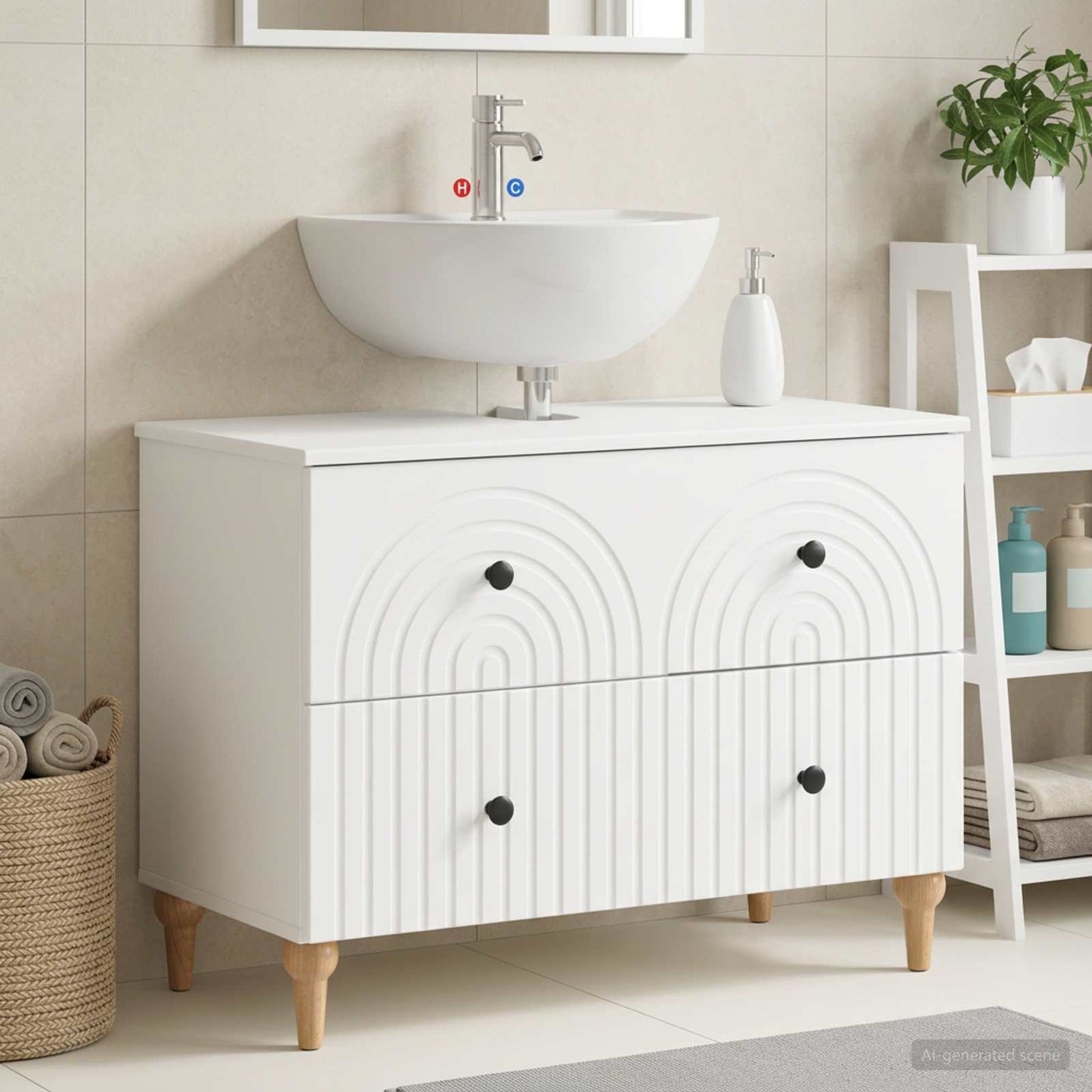 Bathroom Sink Cabinet ALKMAAR White 82 x 41x 59 cm